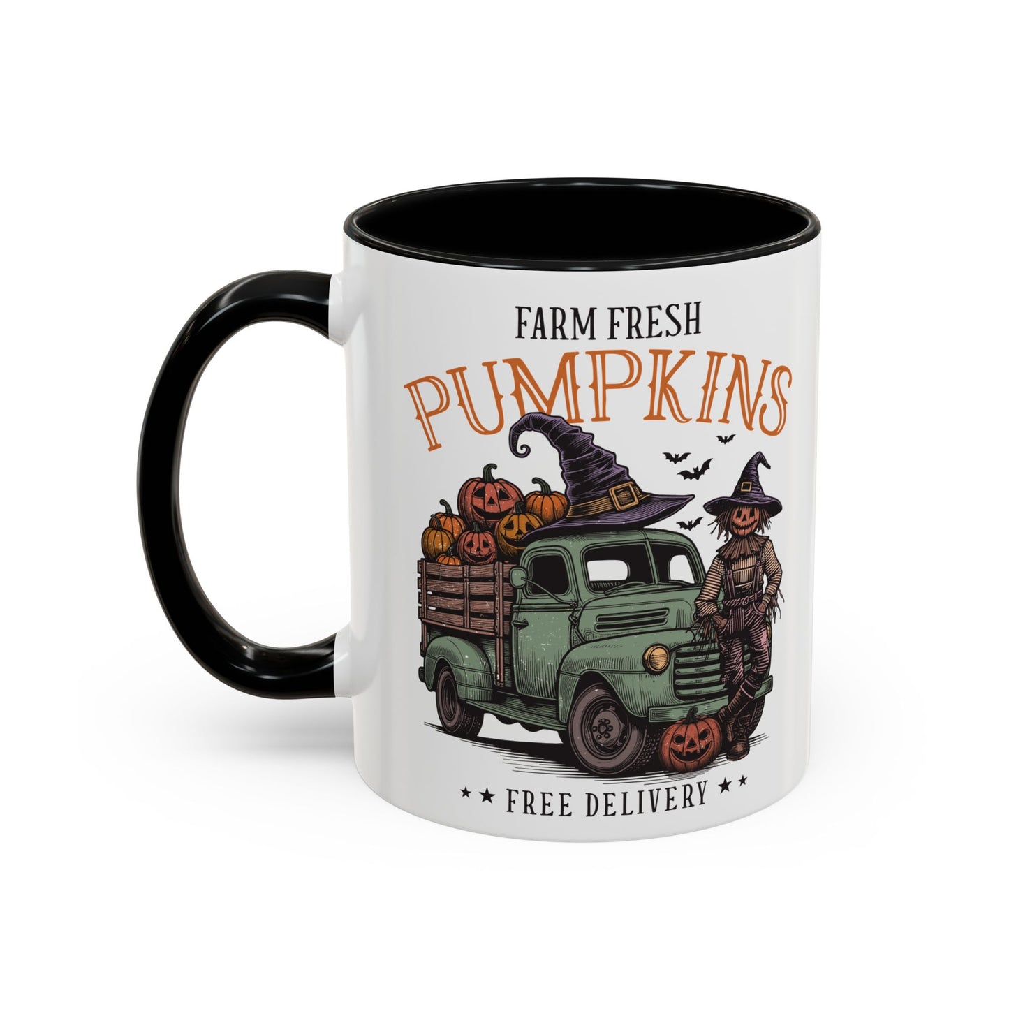 Farm Fresh Pumpkins Mug | Vintage Truck Fall Mug | Halloween Pumpkin Patch Coffee Cup | 11oz and 15oz Ceramic Mug