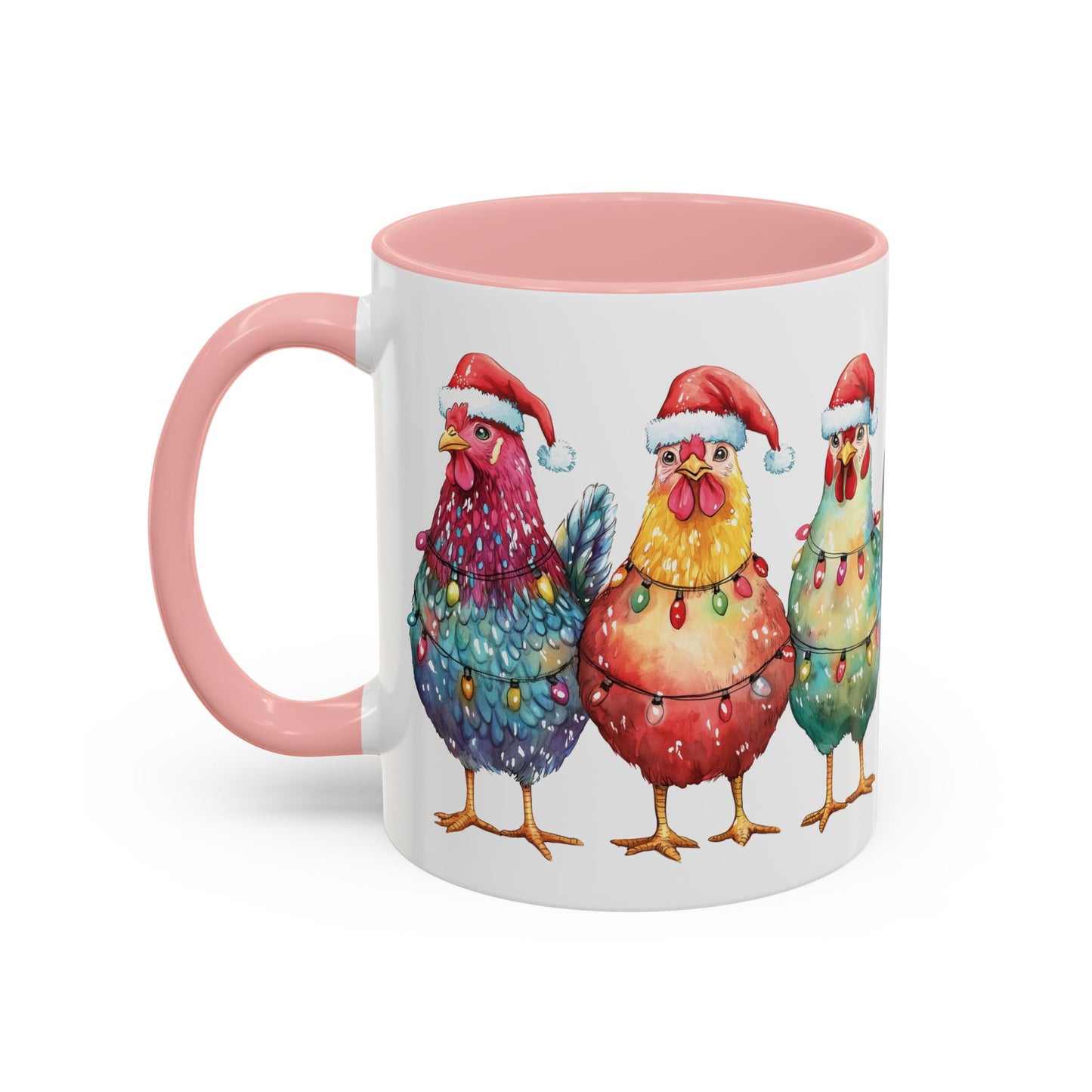 Christmas Chickens Mug - Festive Holiday Chicken Trio Design - Perfect for Farmhouse Christmas Decor