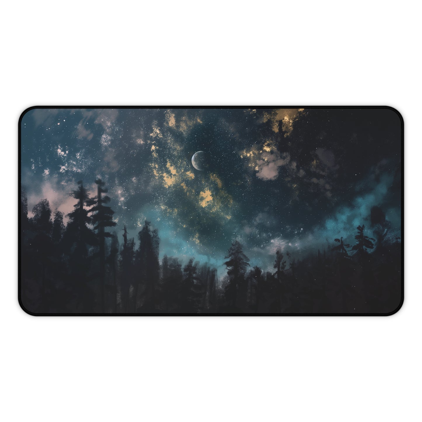 Starry Night Forest Desk Mat | Celestial Anti-Slip | 3 Sizes | Office Decor