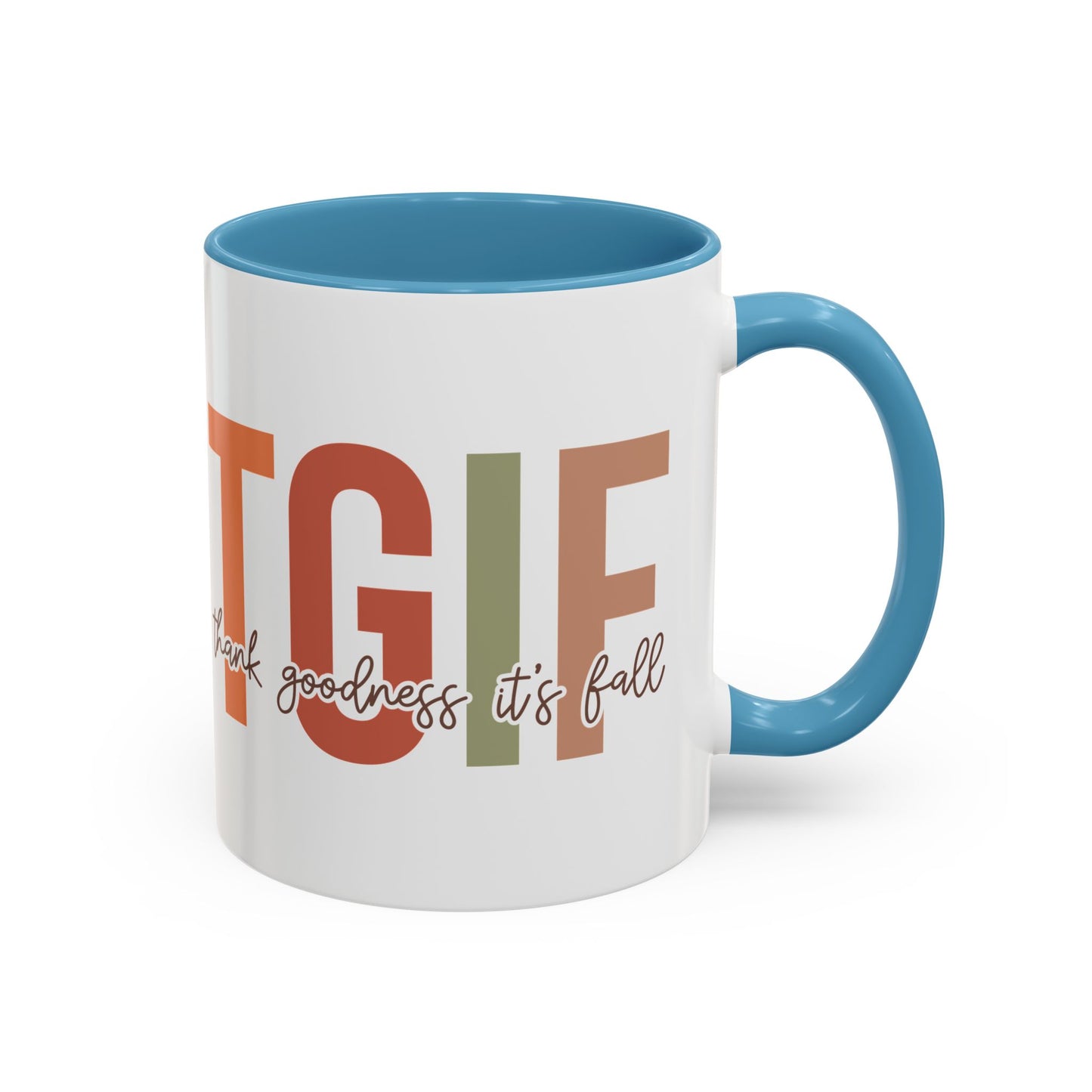 TGIF - Thank Goodness It's Fall Ceramic Mug - 11oz/15oz Autumn Coffee Cup | Cozy Fall Gift | 5 Color Options | Fall-Themed Mug