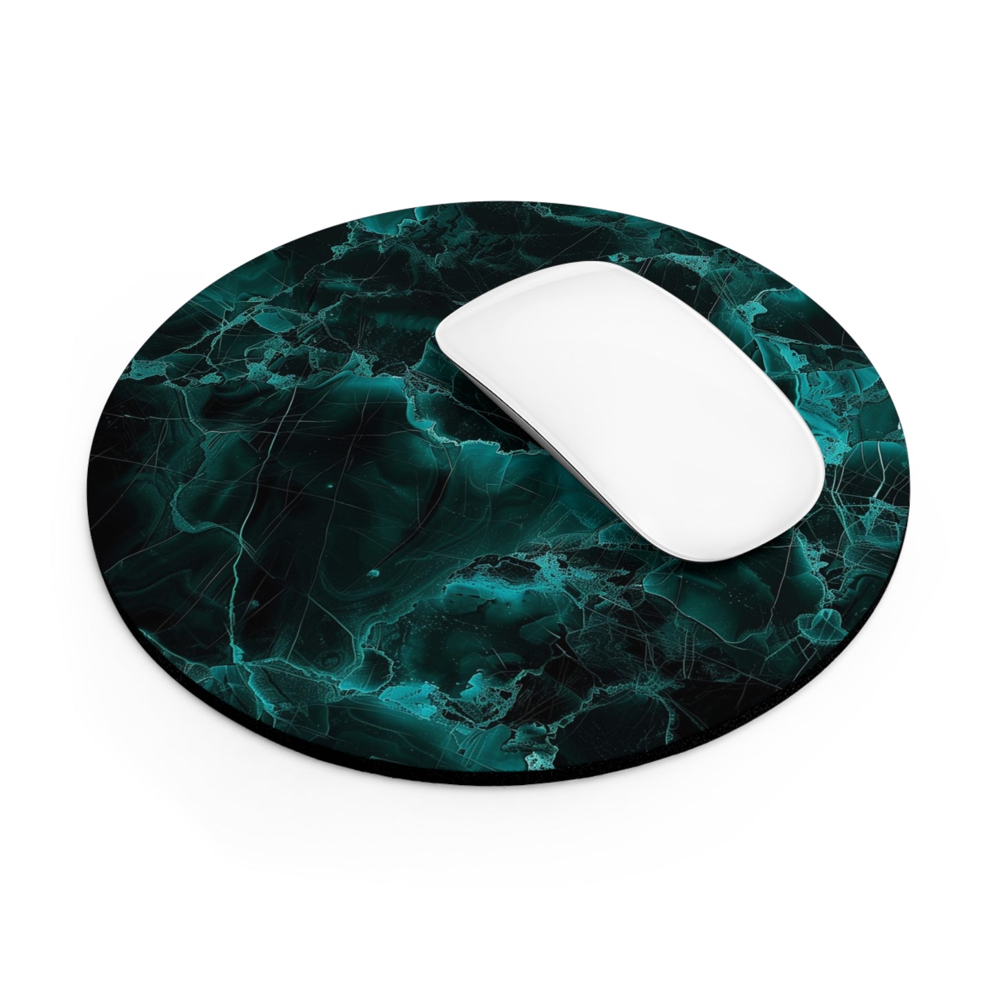 Elegant Dark Marble Design Personalized Mouse Pad - Custom Round or Rectangle Neoprene Mousepad with Non-Slip Rubber Bottom