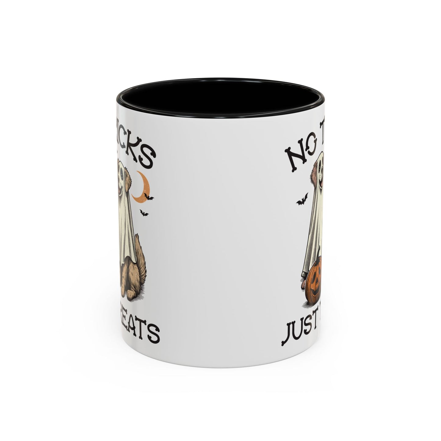 No Tricks Just Treats Halloween Dog Mug | Cute Ghost Dog Coffee Mug | Spooky Season Mug | 11oz and 15oz Ceramic Mug