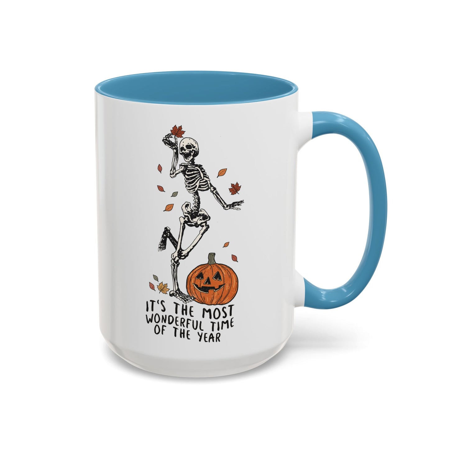 Most Wonderful Time of the Year Skeleton Mug | Funny Halloween Coffee Mug | Jack-o-Lantern Fall Drinkware | Spooky Season Gift