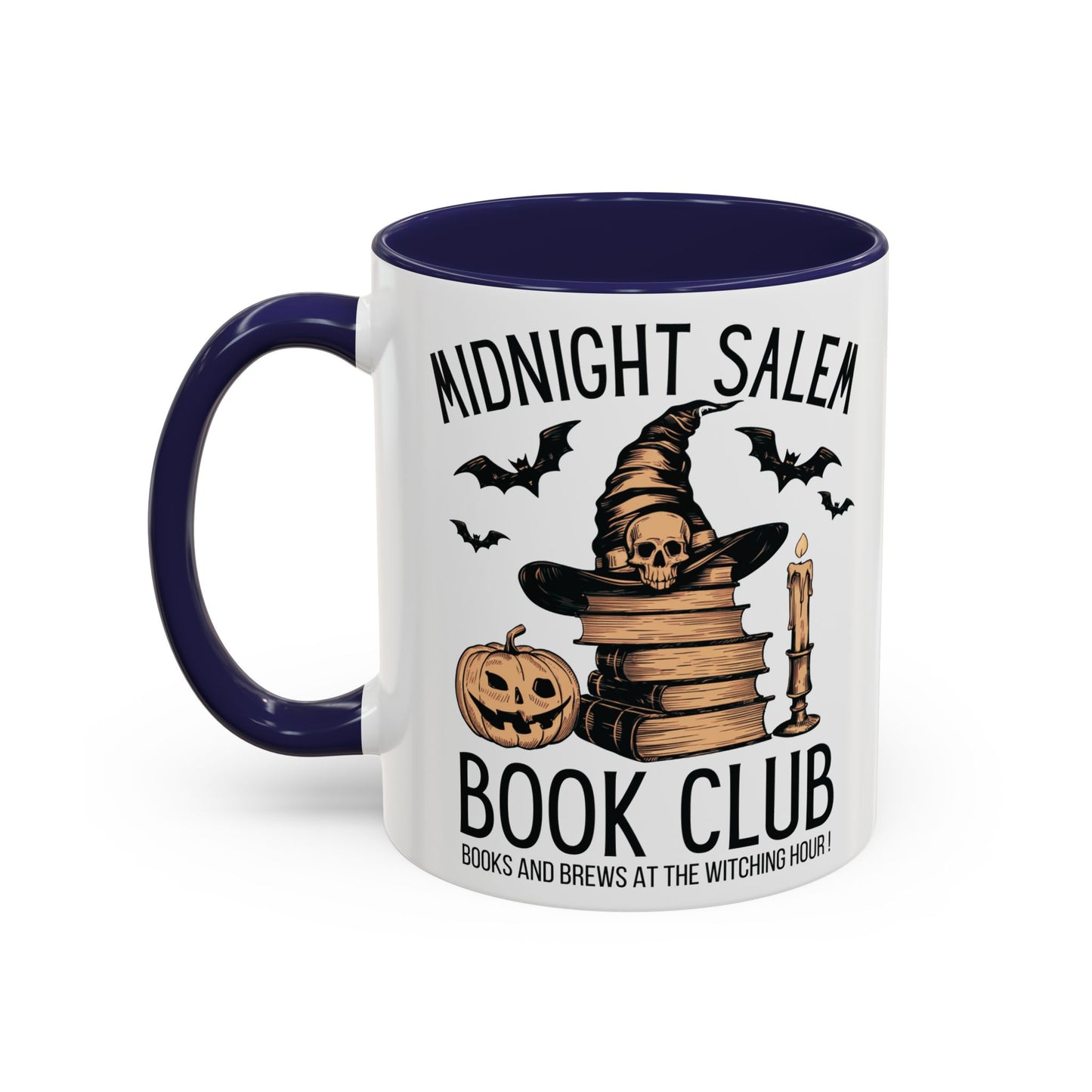 Midnight Salem Book Club Mug | Witchy Skull and Book Design | Halloween Coffee Mug | Spooky Fall Drinkware