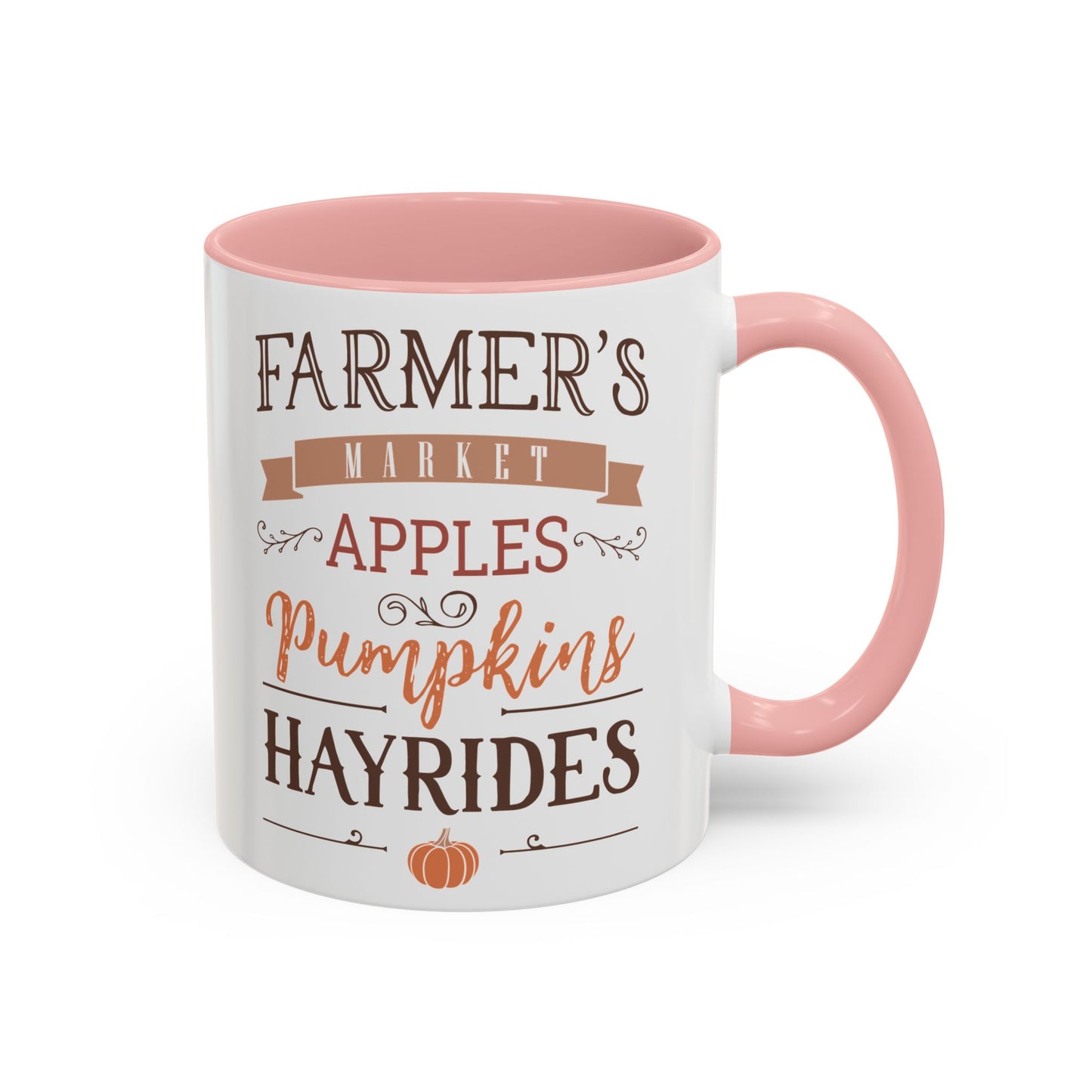 Farmers Market Fall Mug | 11oz and 15oz Ceramic Coffee Cup | Apples, Pumpkins, & Hayrides Autumn Design