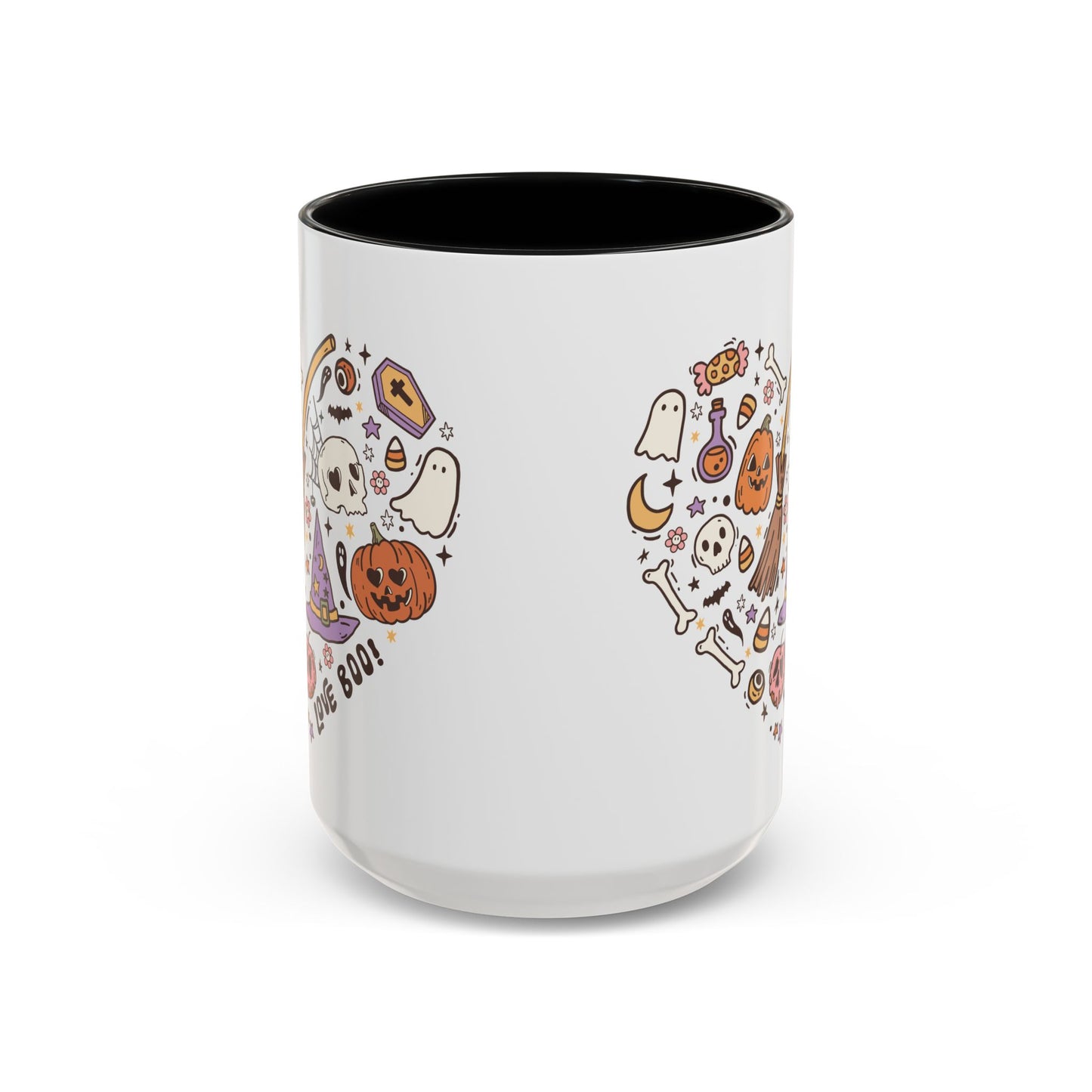 Love Boo! Halloween Mug | 11oz and 15oz Ceramic Coffee Cup | Spooky Heart Design