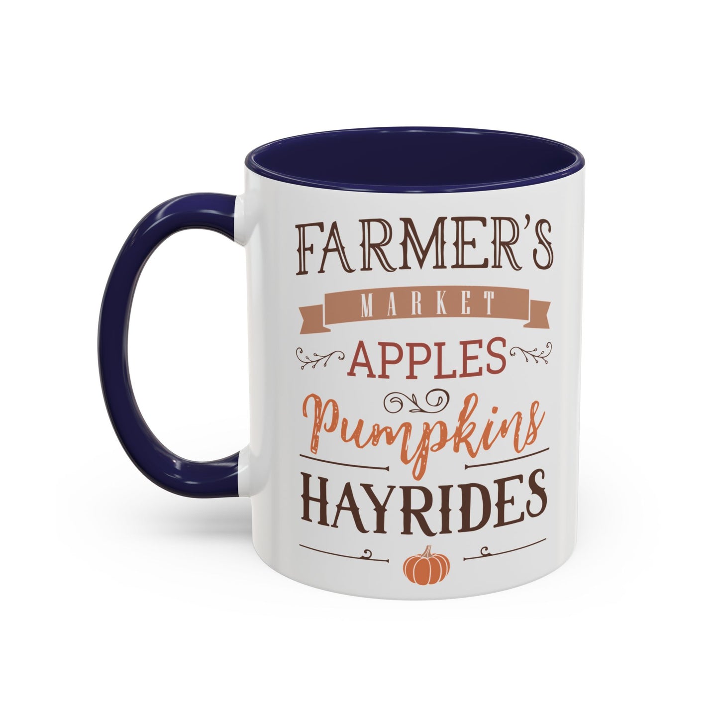 Farmers Market Fall Mug | 11oz and 15oz Ceramic Coffee Cup | Apples, Pumpkins, & Hayrides Autumn Design