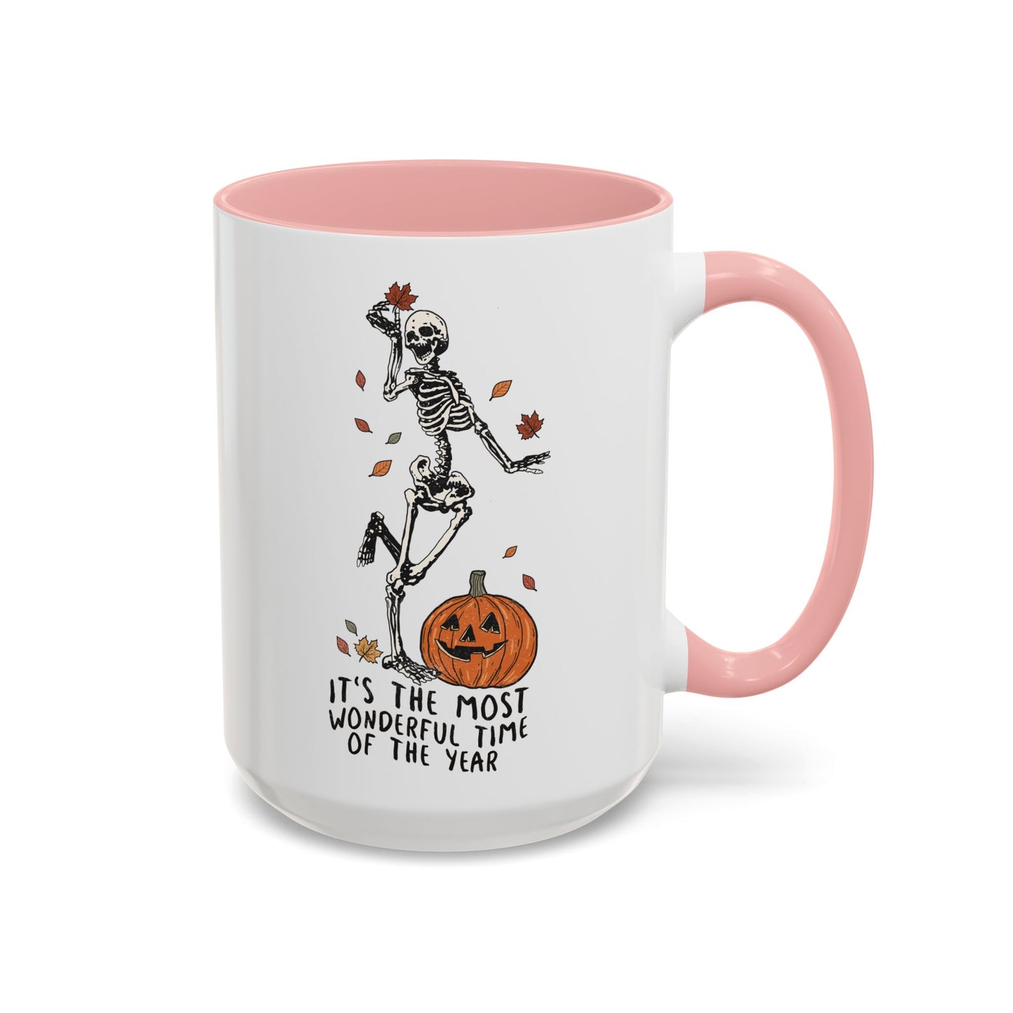 Most Wonderful Time of the Year Skeleton Mug | Funny Halloween Coffee Mug | Jack-o-Lantern Fall Drinkware | Spooky Season Gift