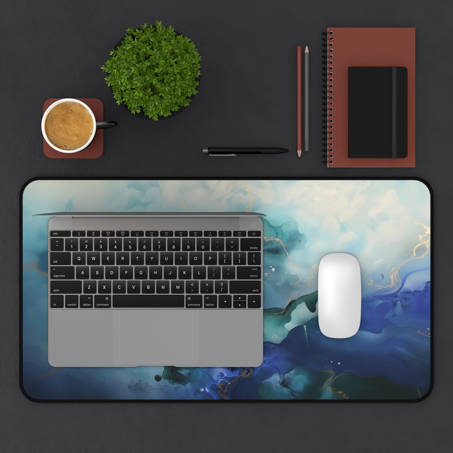 Serene Lotus Computer Desk Mat | Tranquil Water Lily Mouse Pad | Anti-Slip Neoprene Desk Mat for Home Office | 3 Sizes Available