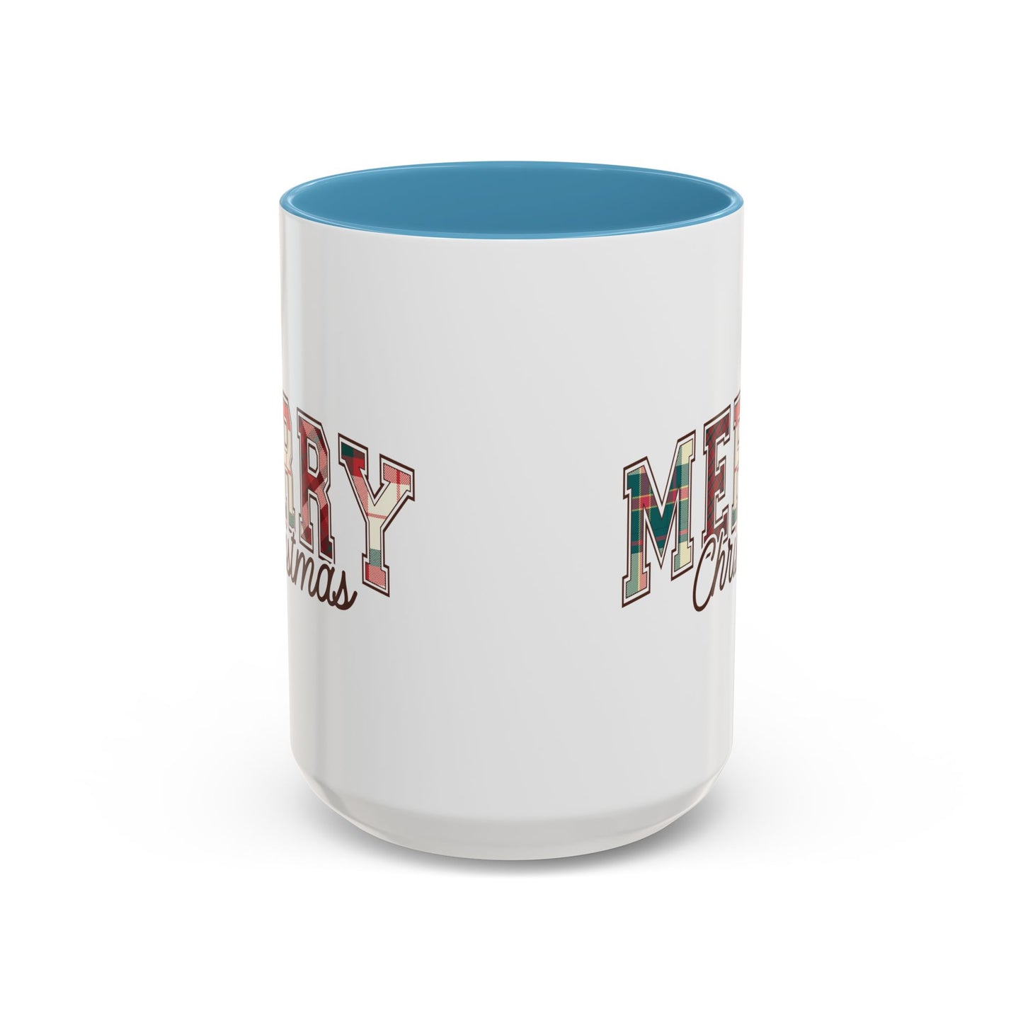 Merry Christmas Mug | Plaid Holiday Text Design | Festive Coffee Cup