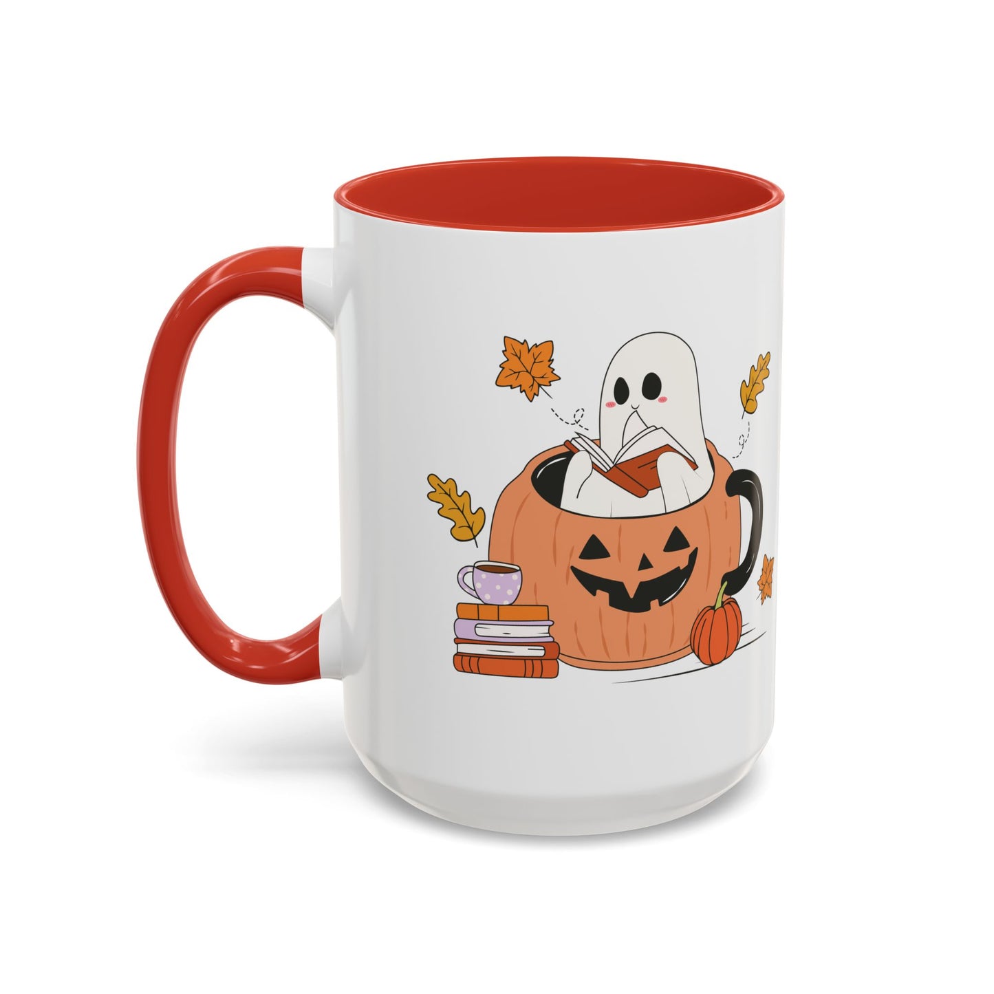 Cozy Ghost in Pumpkin Mug | 11oz and 15oz Ceramic Coffee Cup | Cute Autumn & Halloween Design