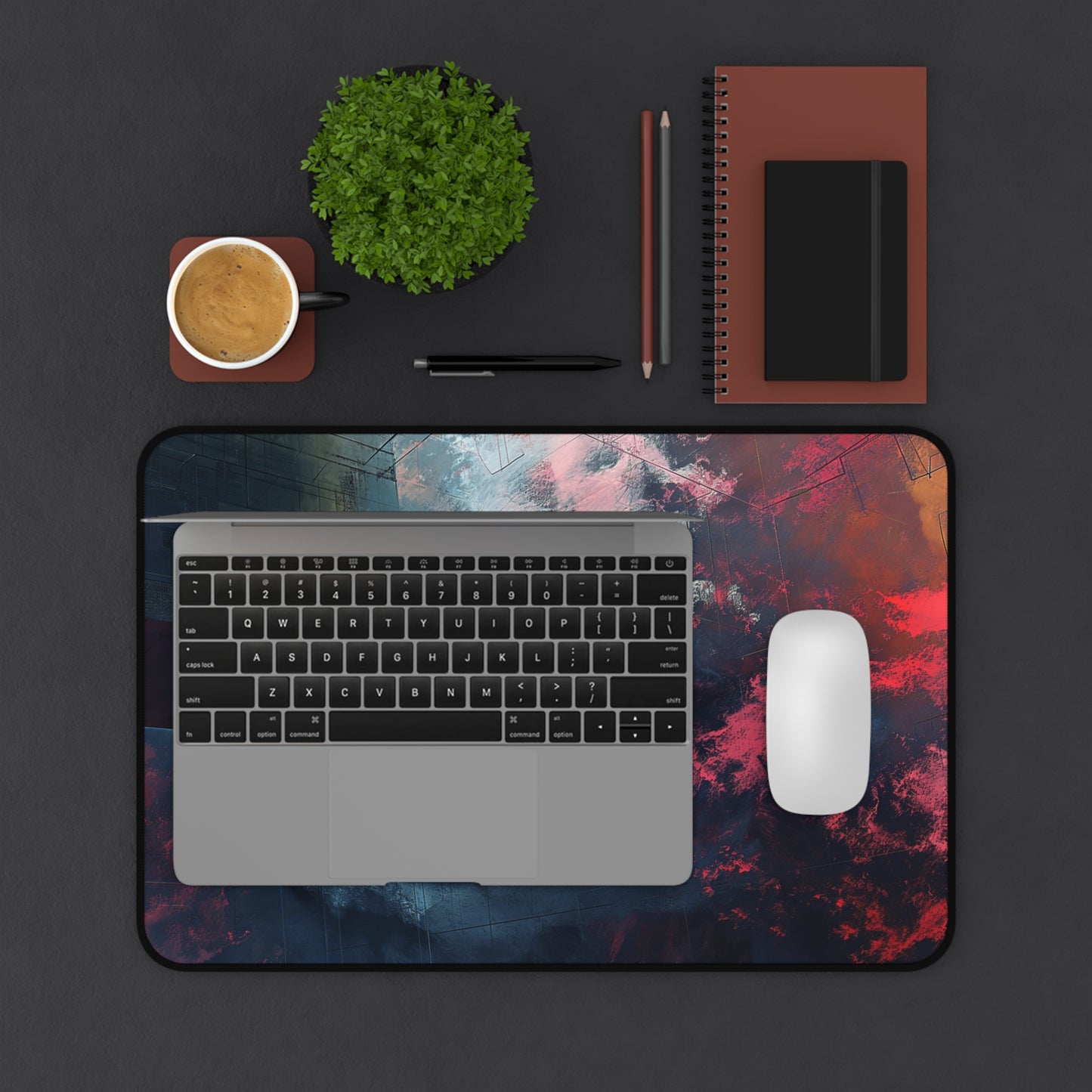 Abstract Geometric Computer Desk Mat | Modern Art Mouse Pad | Anti-Slip Neoprene Desk Mat for Home Office | 3 Sizes Available