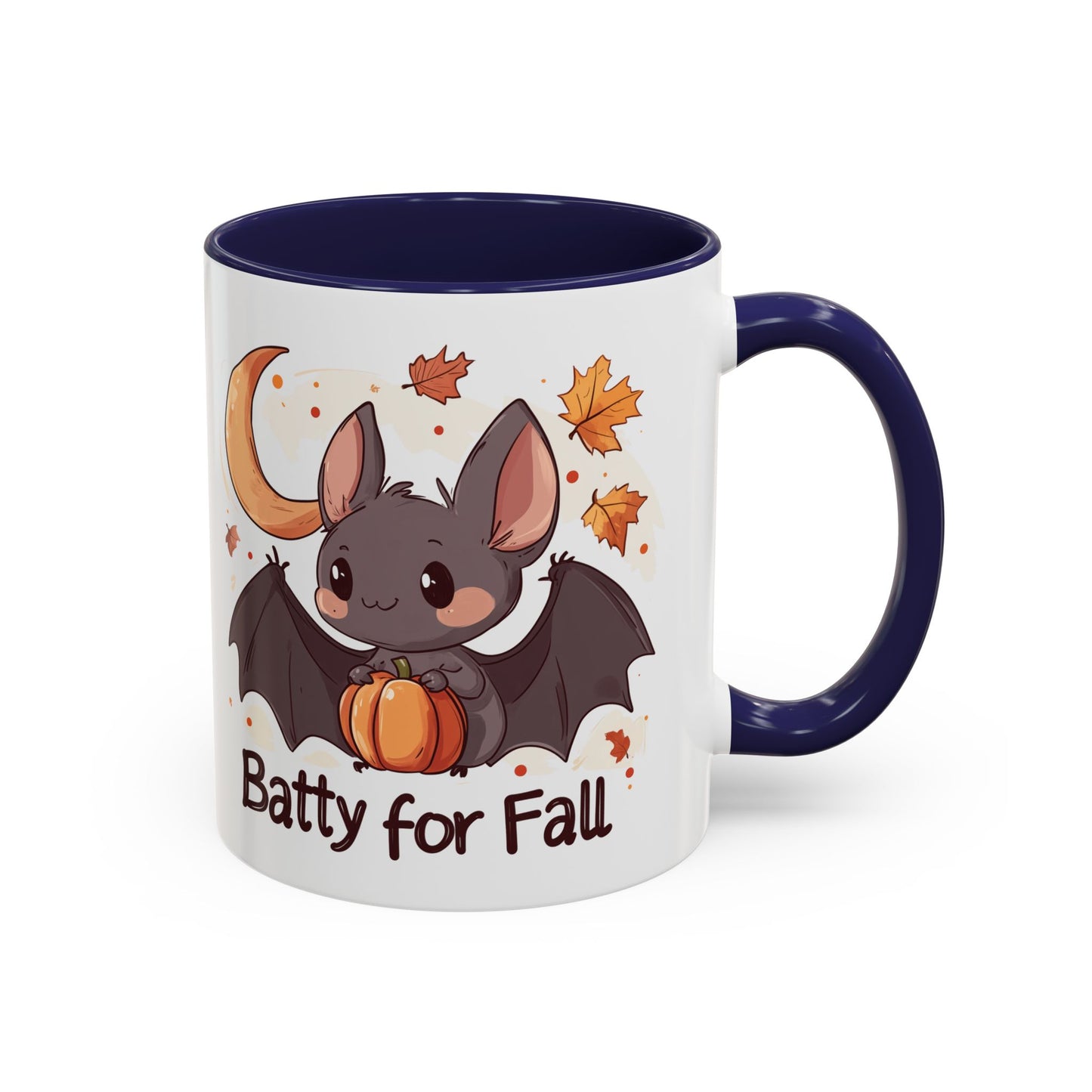 Batty for Fall Ceramic Mug - Adorable Bat and Pumpkin Design - Perfect for Halloween and Autumn Lovers