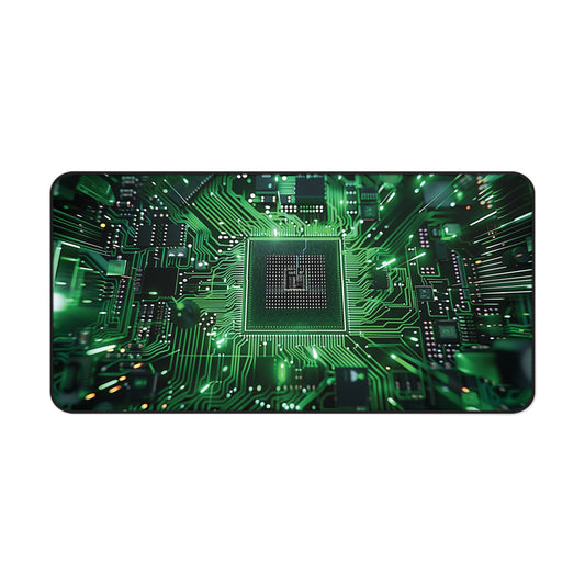 Green Circuit Board Desk Mat | Neoprene | Anti-Slip | 3 Sizes | Tech Office Decor