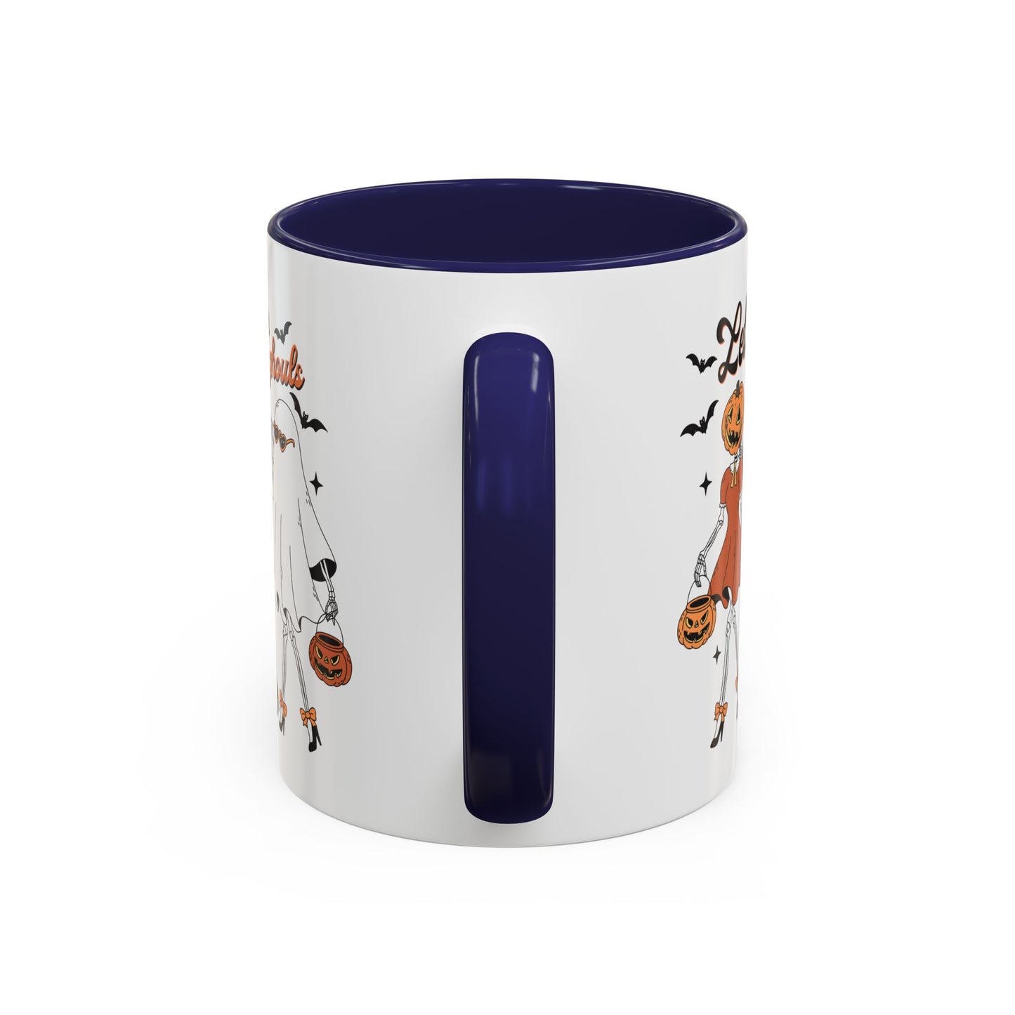 Lets Go Ghouls Halloween Mug | Skeleton, Ghost, and Pumpkin Friends Design | Spooky Coffee Mug | Fall Drinkware