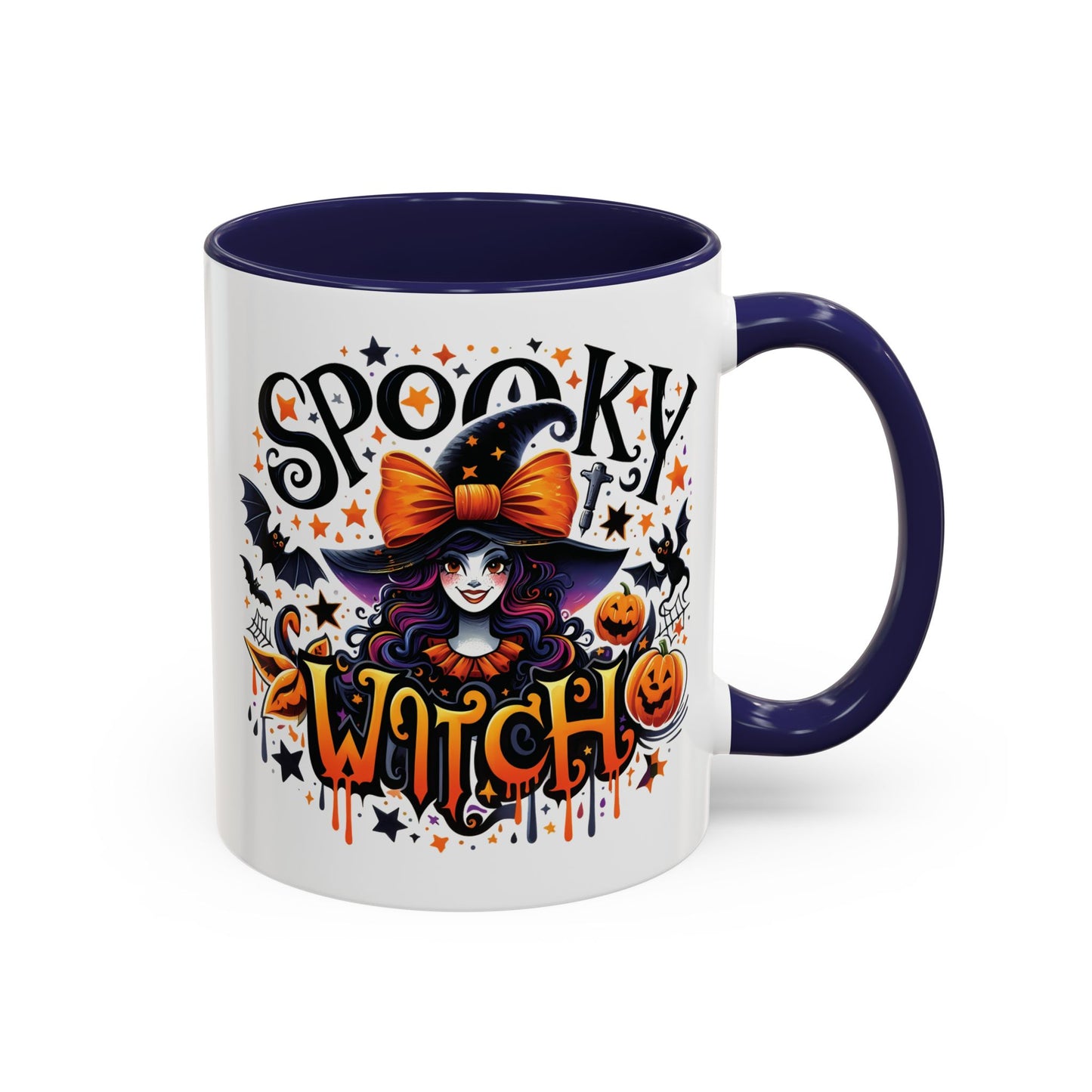 Spooky Witch Halloween Mug | Colorful Witch and Pumpkin Design | 11oz and 15oz Ceramic Coffee Cup