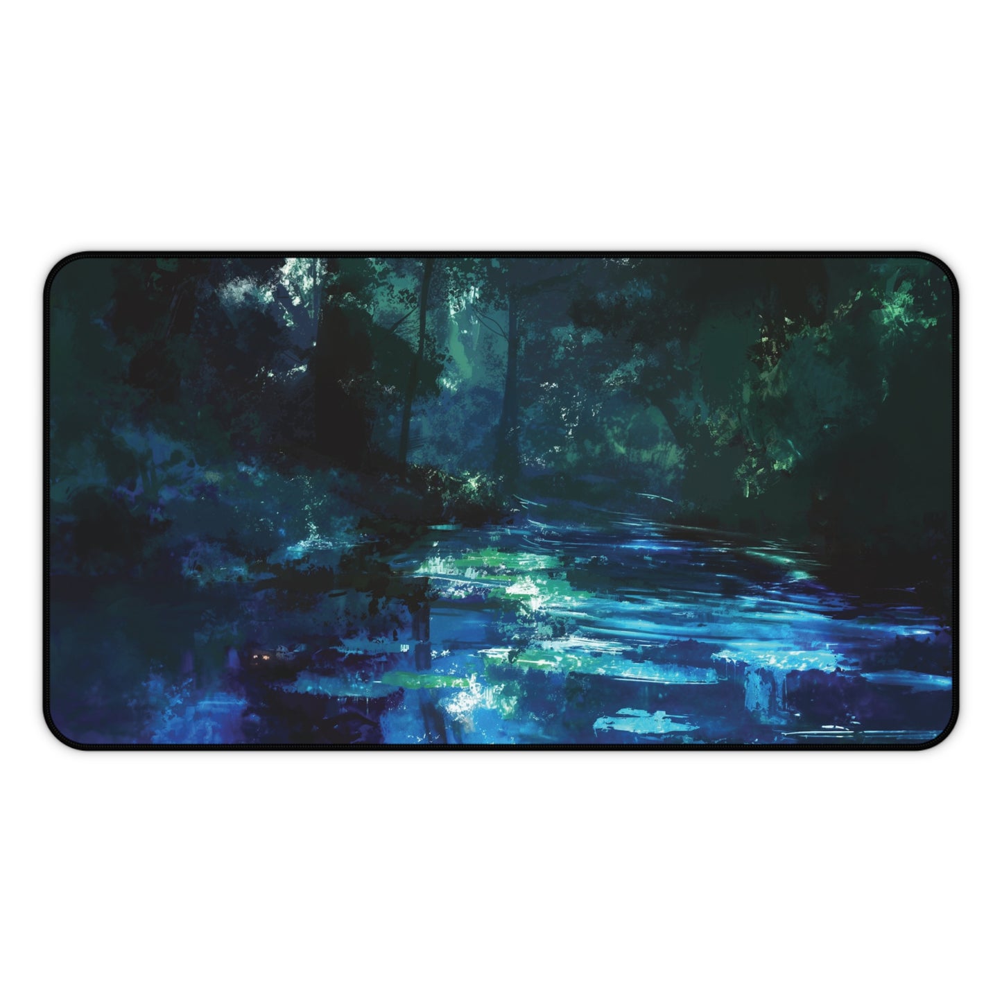 Mystical Forest Stream Desk Mat | Enchanted Night Design | Neoprene | Anti-Slip | 3 Sizes