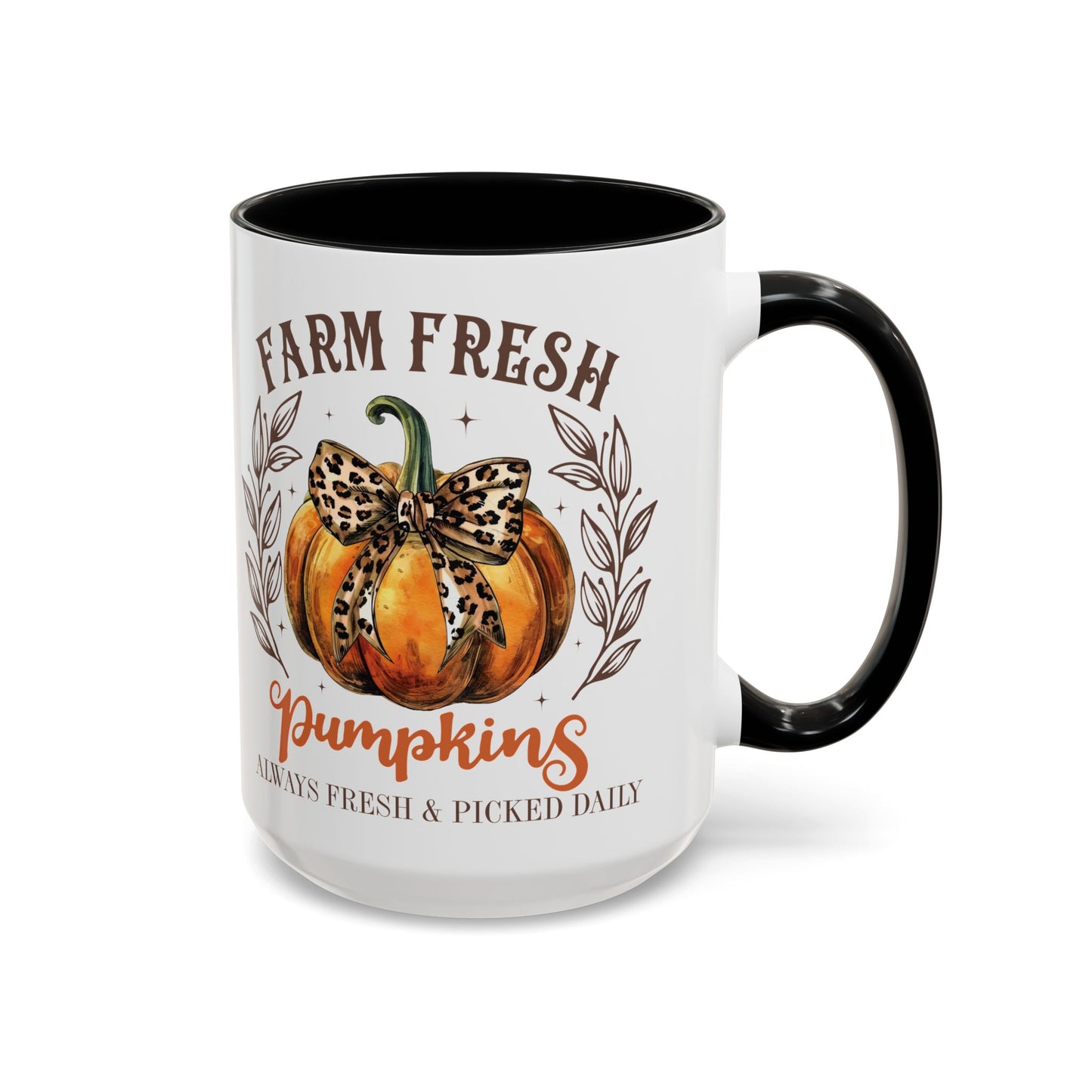 Farm Fresh Pumpkins Fall Mug | 11oz and 15oz Ceramic Coffee Cup | Rustic Autumn Pumpkin Design