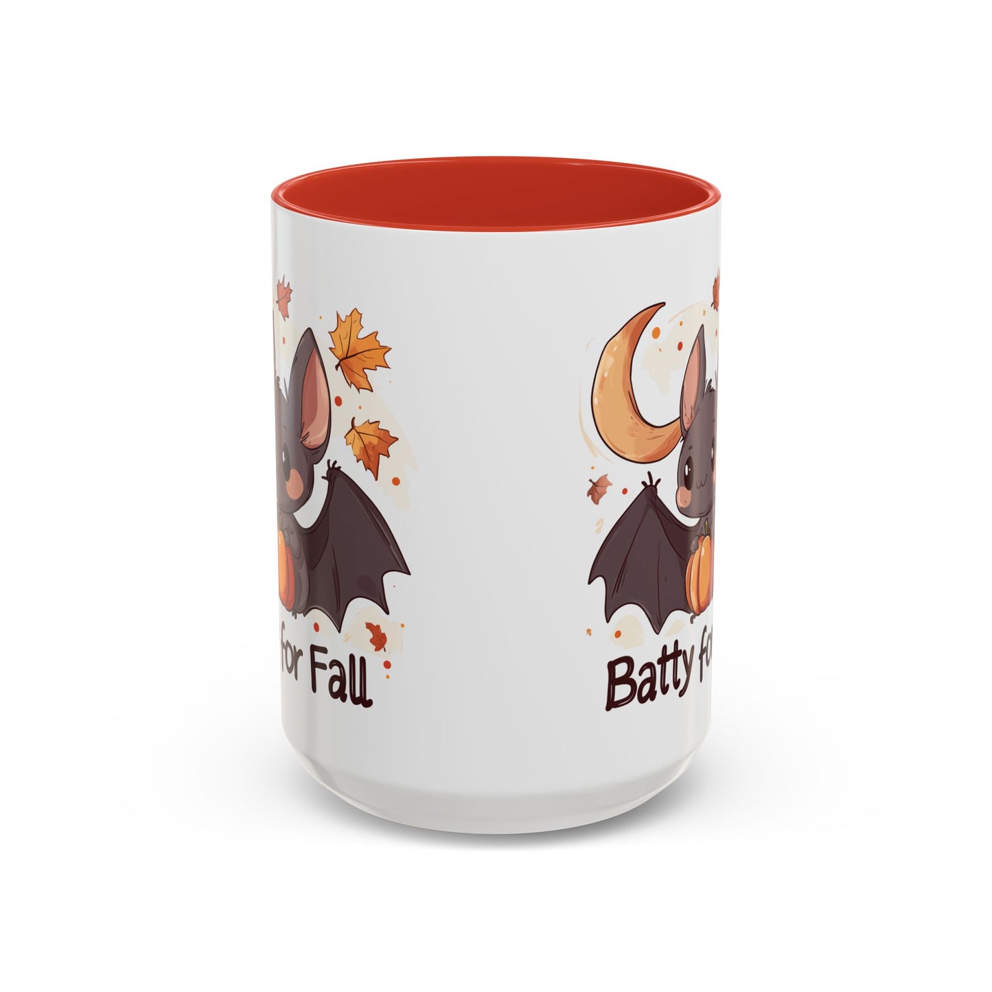 Batty for Fall Ceramic Mug - Adorable Bat and Pumpkin Design - Perfect for Halloween and Autumn Lovers