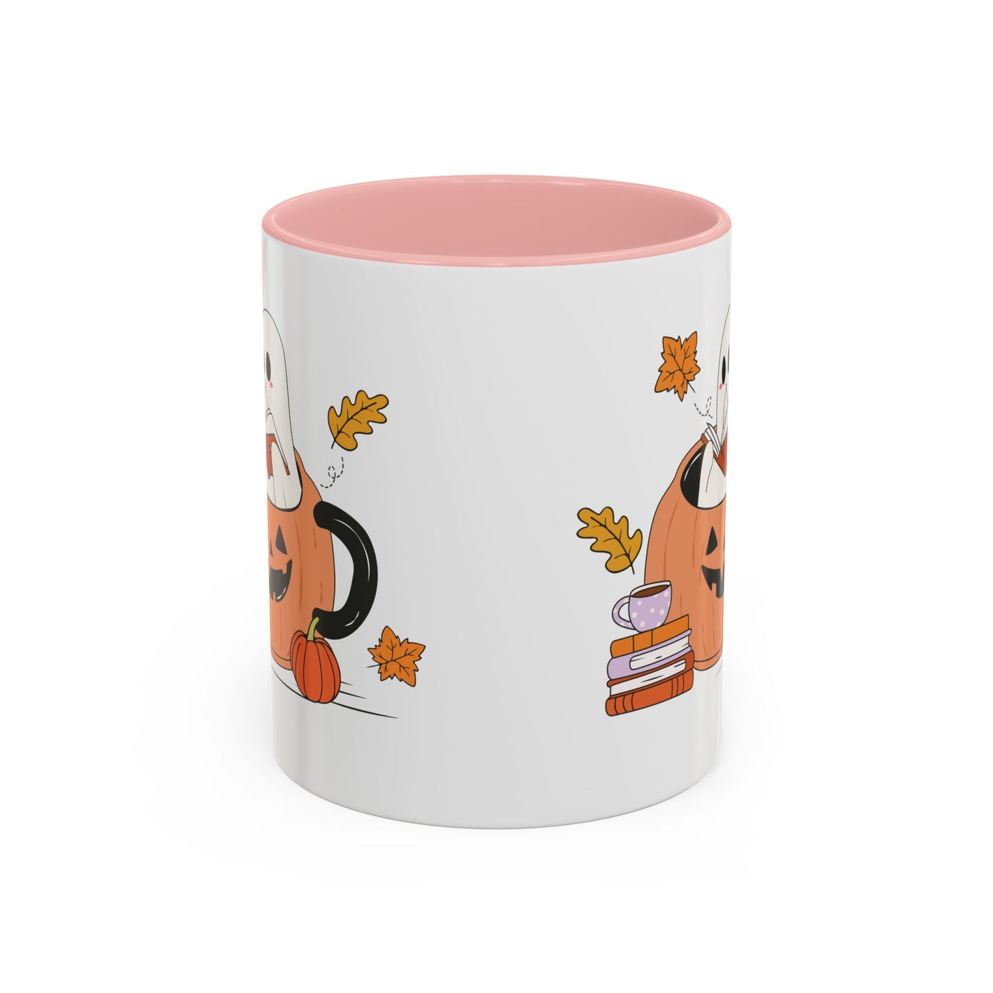 Cozy Ghost in Pumpkin Mug | 11oz and 15oz Ceramic Coffee Cup | Cute Autumn & Halloween Design