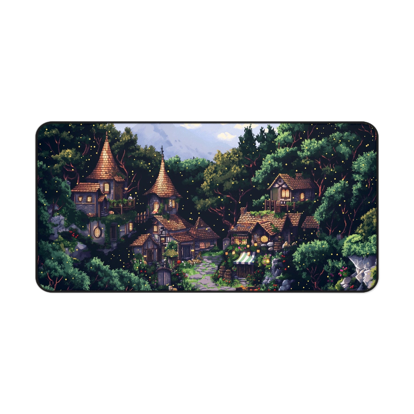 Fairy Tale Village Computer Desk Mat | Enchanted Forest Mouse Pad | Anti-Slip Neoprene Desk Mat for Home Office | 3 Sizes Available