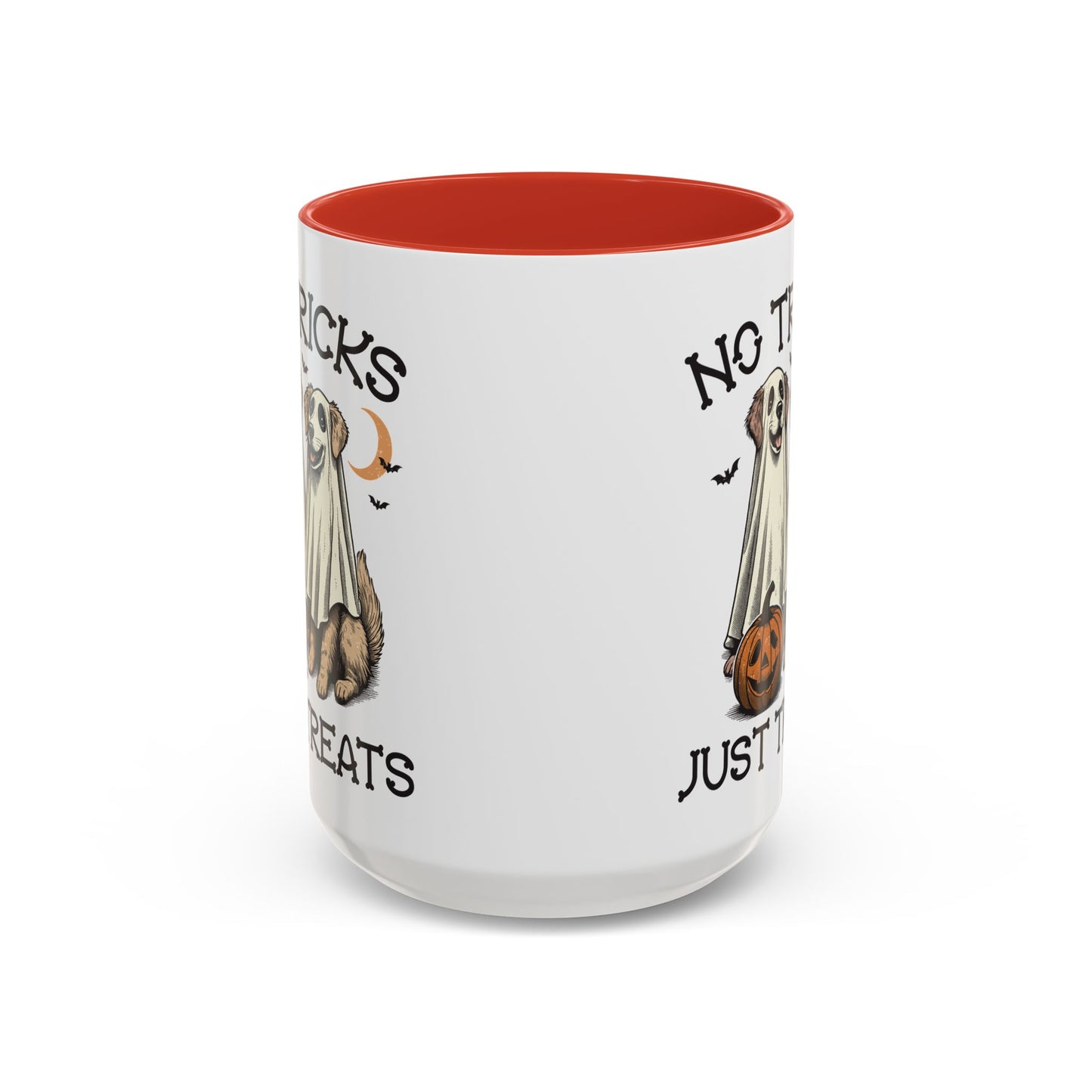 No Tricks Just Treats Halloween Dog Mug | Cute Ghost Dog Coffee Mug | Spooky Season Mug | 11oz and 15oz Ceramic Mug