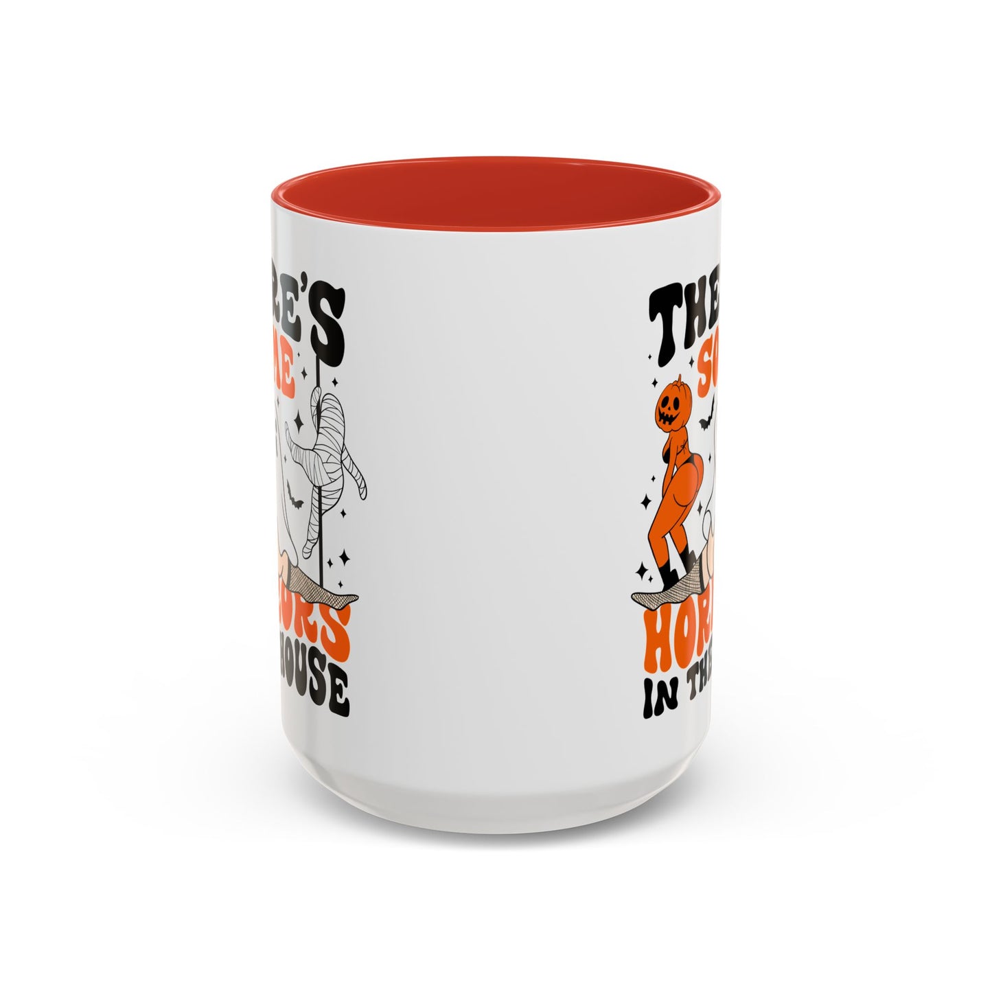 Theres Some Horrors in This House Funny Halloween Mug | 11oz and 15oz Ceramic Coffee Cup | Ghost and Pumpkin Design