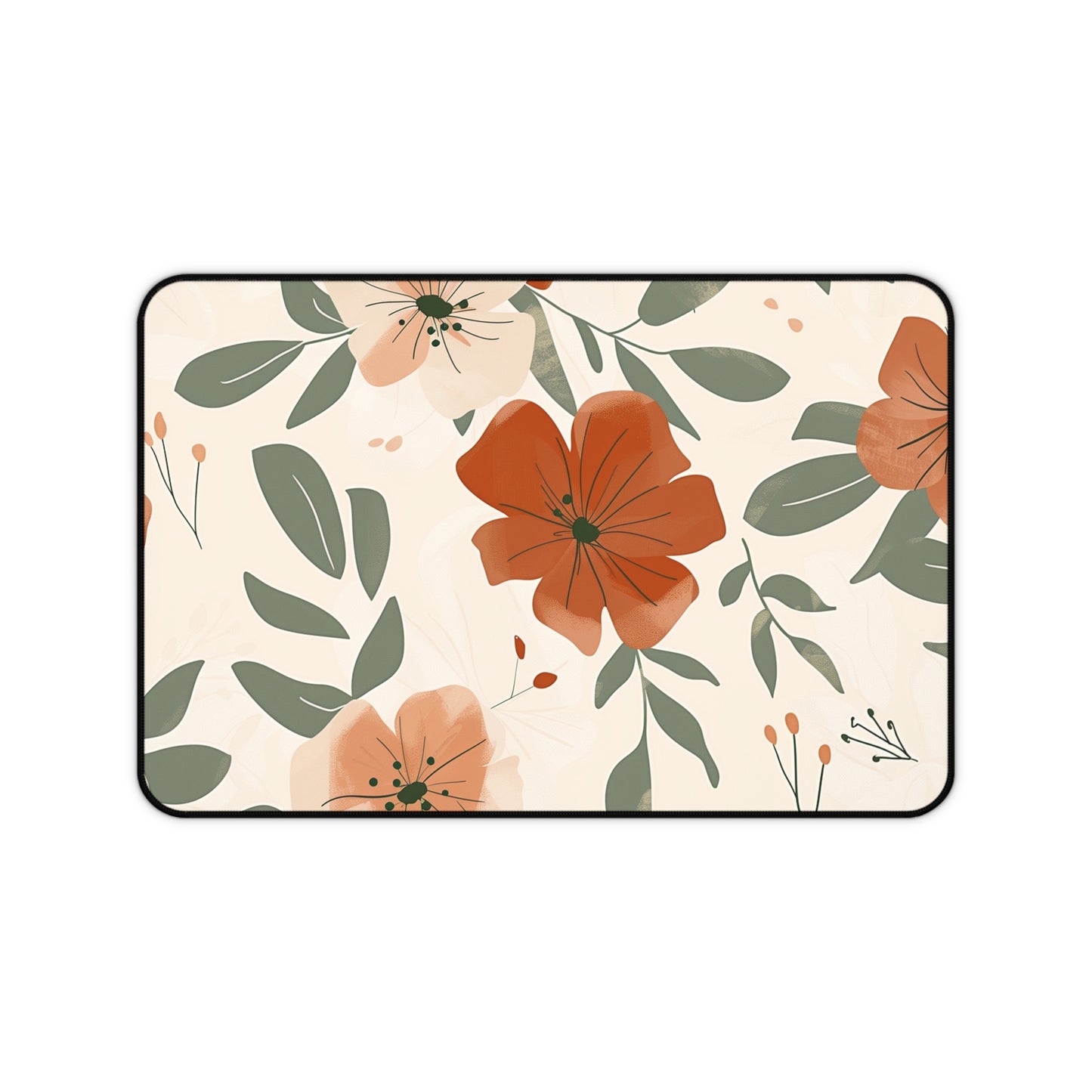 Rustic Floral Computer Desk Mat | Autumn Flowers Mouse Pad | Anti-Slip Neoprene Desk Mat for Home Office | 3 Sizes Available