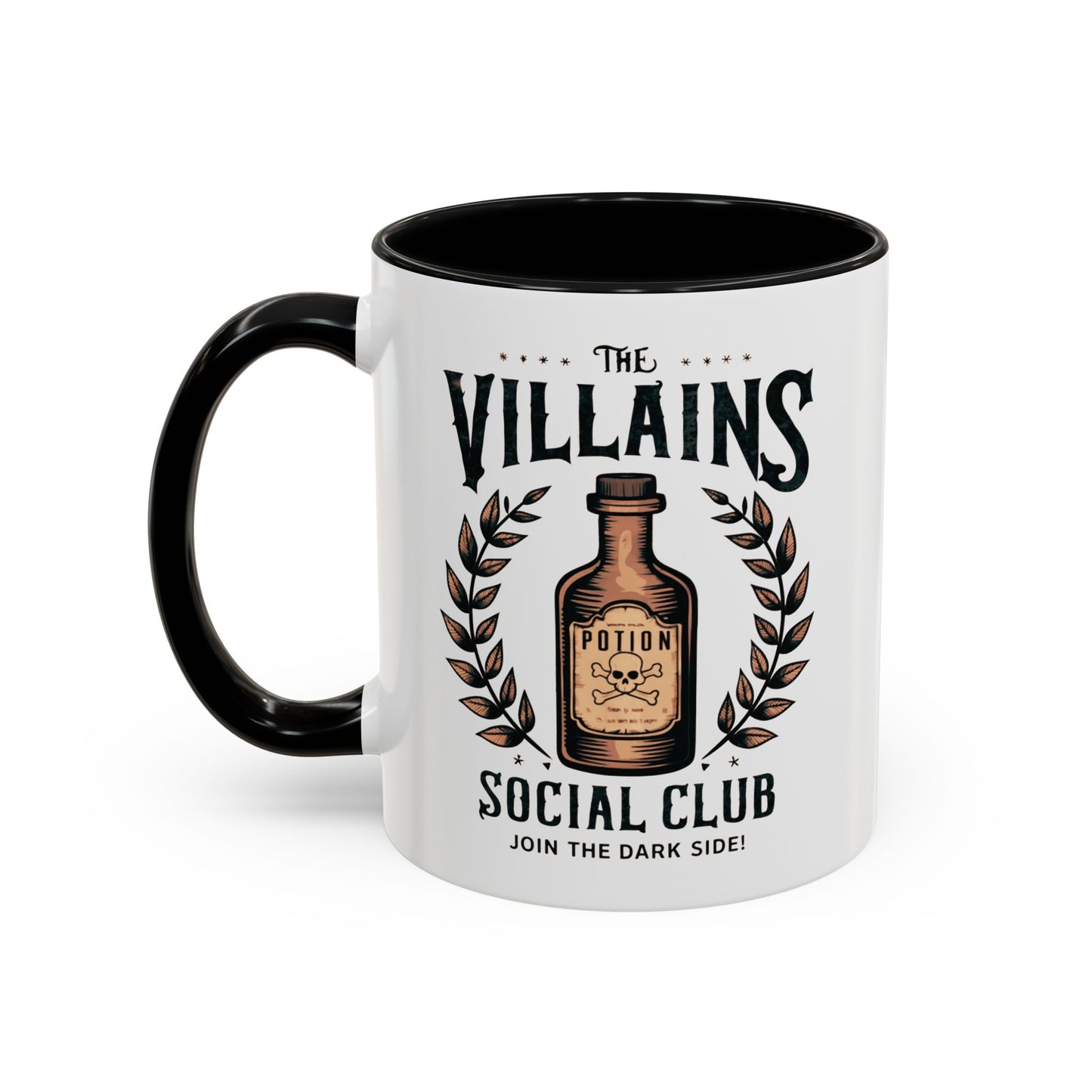 Villains Social Club Mug | Halloween Potion Bottle Design | Join the Dark Side Coffee Mug | Spooky Fall Drinkware