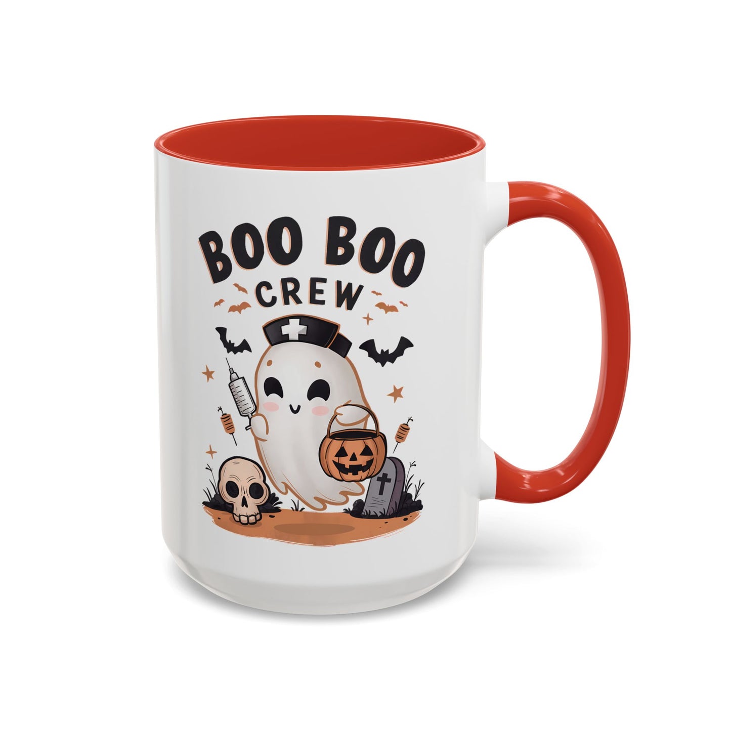 Boo Boo Crew Halloween Mug | Cute Ghost Nurse Design | 11oz and 15oz Ceramic Coffee Cup