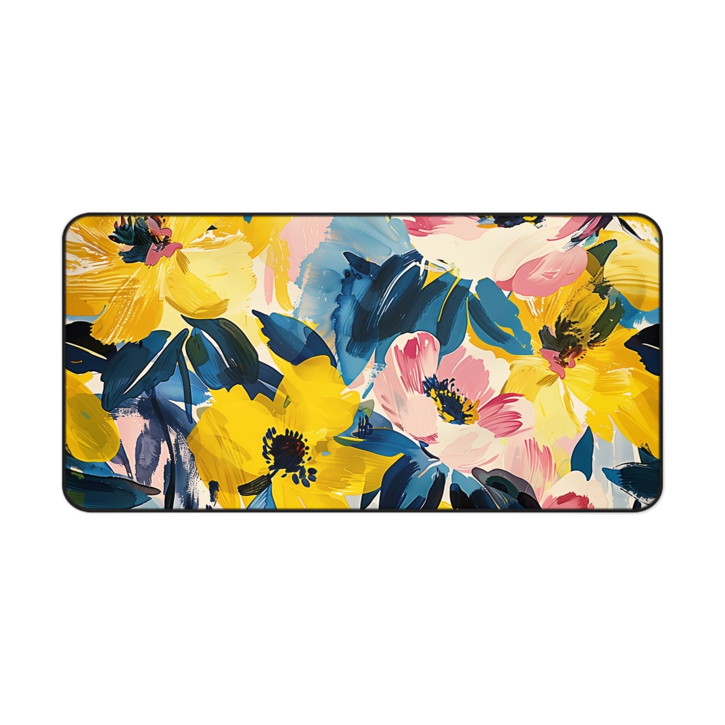 Bold Floral Computer Desk Mat | Vibrant Flowers Mouse Pad | Anti-Slip Neoprene Desk Mat for Home Office | 3 Sizes Available