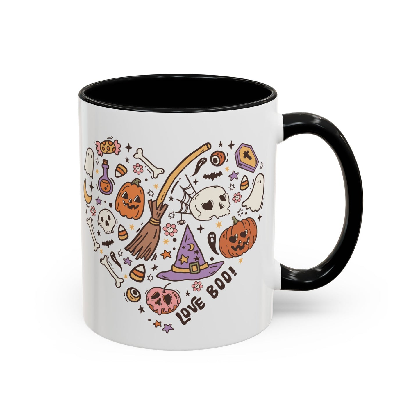 Love Boo! Halloween Mug | 11oz and 15oz Ceramic Coffee Cup | Spooky Heart Design