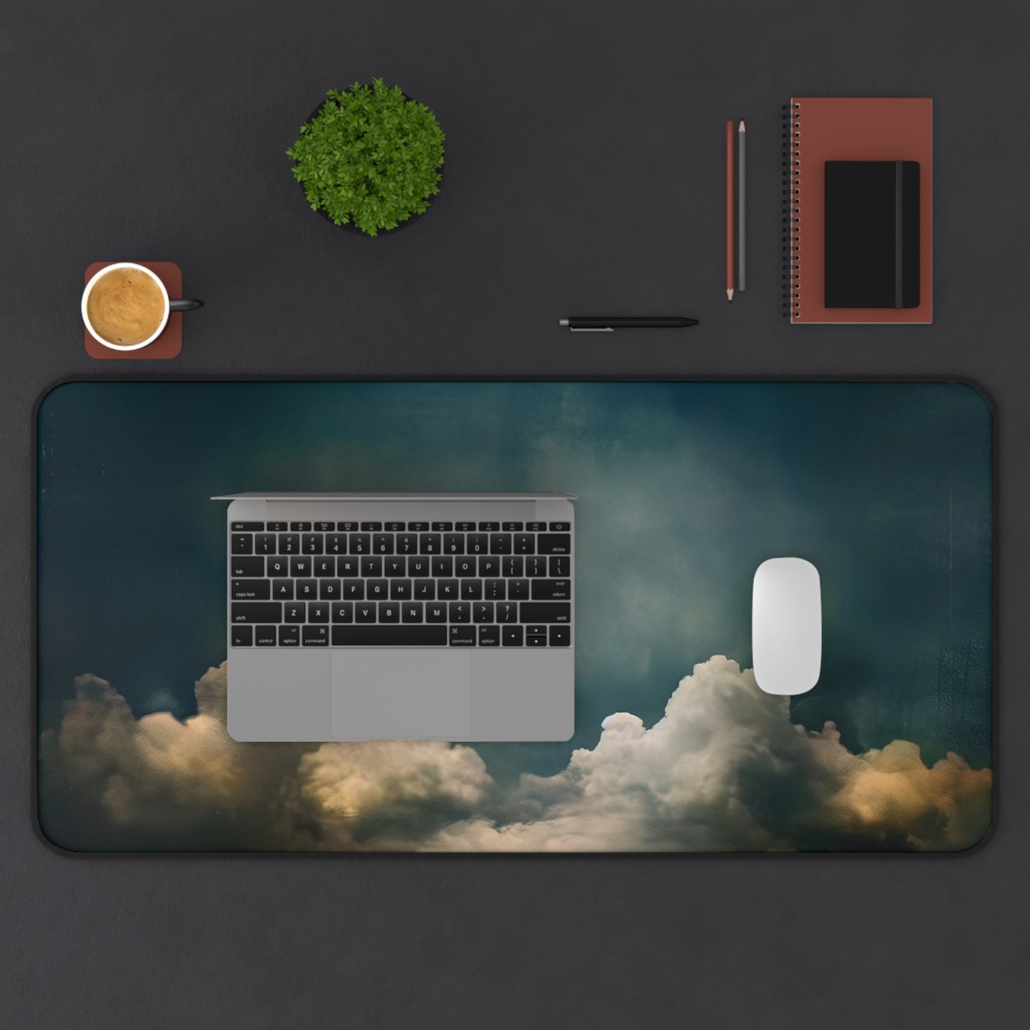 Serene Clouds Computer Desk Mat | Tranquil Sky Mouse Pad | Anti-Slip Neoprene Desk Mat for Home Office | 3 Sizes Available