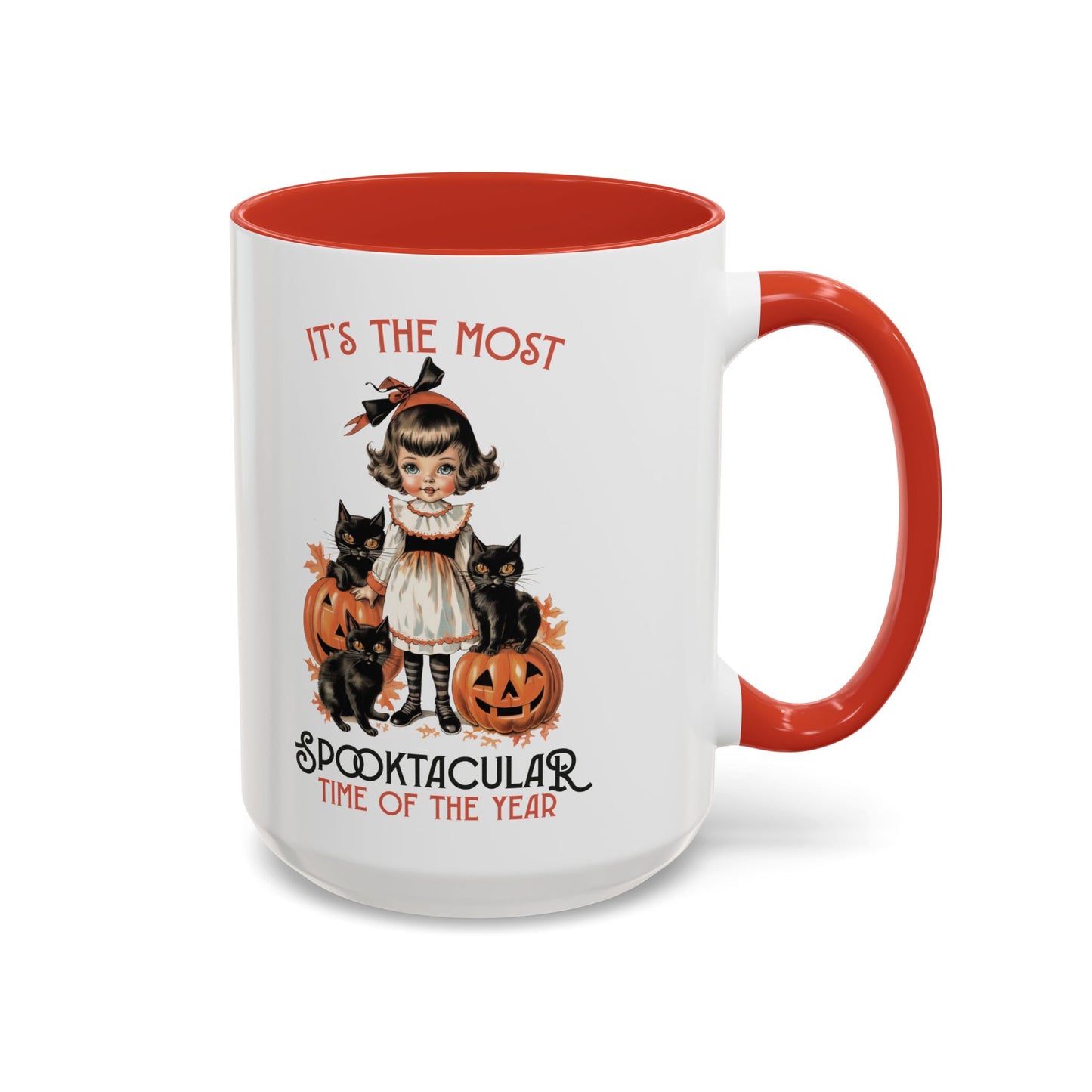 Spooktacular Time of the Year Halloween Mug | Vintage Black Cat and Doll Design | Halloween Coffee Mug | Fall Drinkware