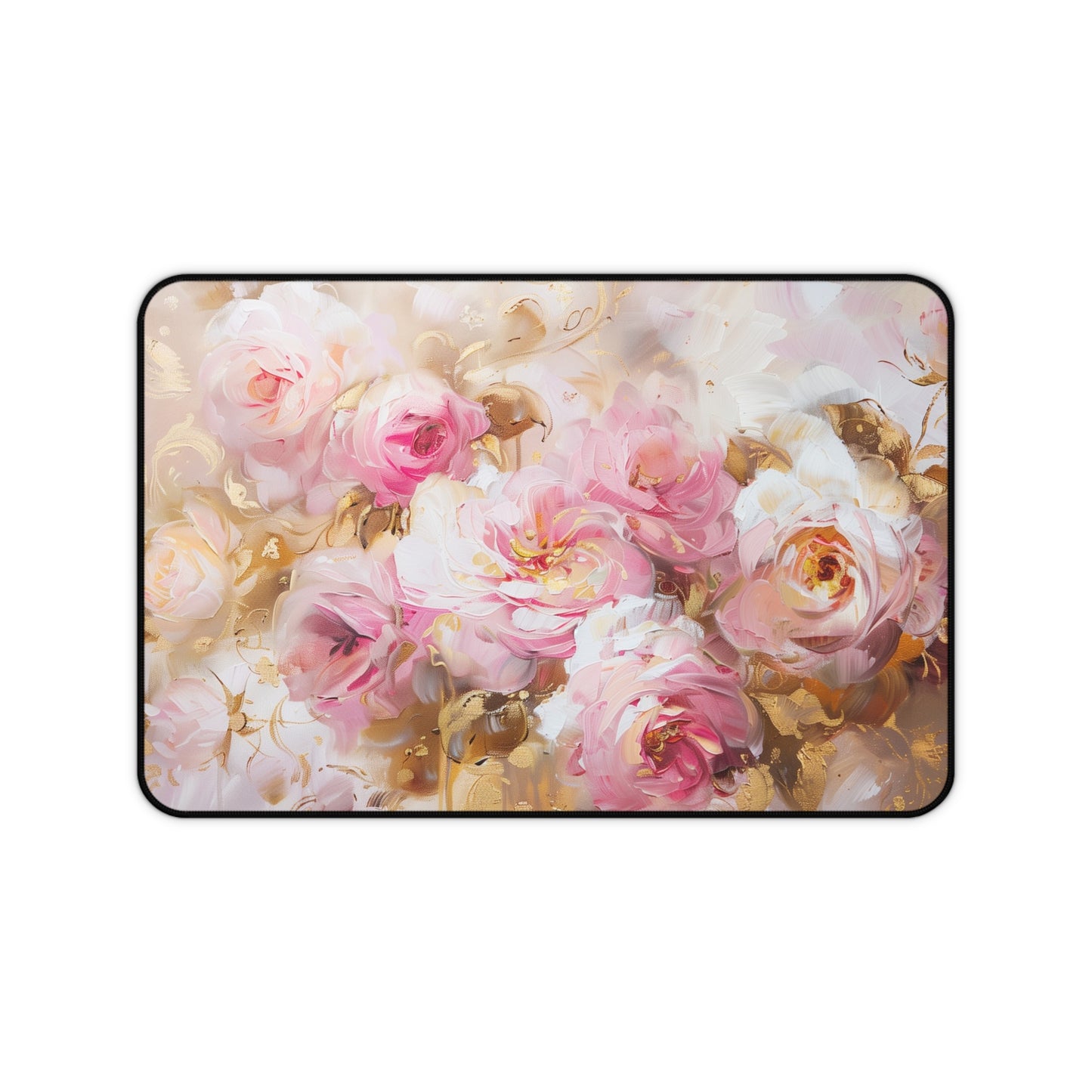 Elegant Floral Computer Desk Mat | Rose Garden Mouse Pad | Anti-Slip Neoprene Desk Mat for Home Office | 3 Sizes Available