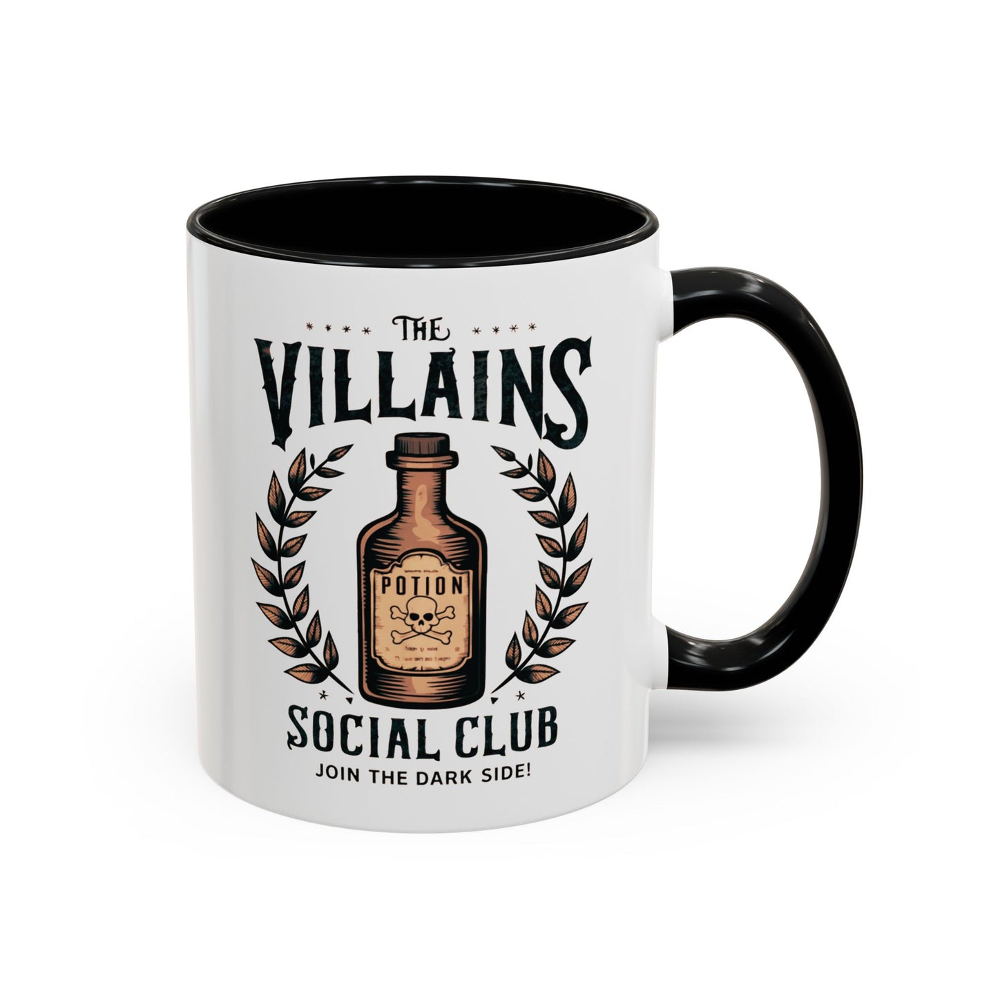 Villains Social Club Mug | Halloween Potion Bottle Design | Join the Dark Side Coffee Mug | Spooky Fall Drinkware