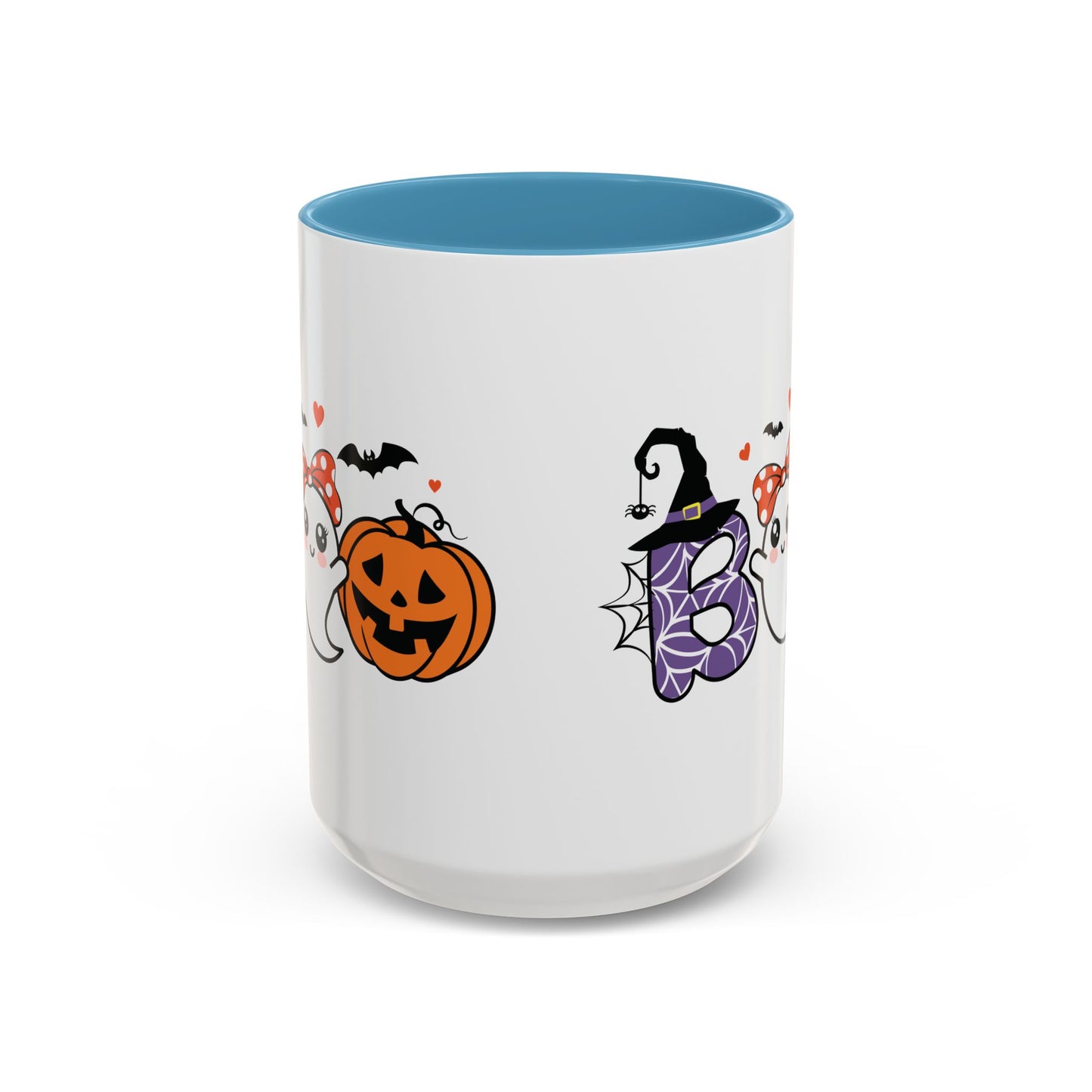 Cute Boo Halloween Mug | 11oz and 15oz Ceramic Coffee Cup | Adorable Ghost, Pumpkin and Witch Hat Design