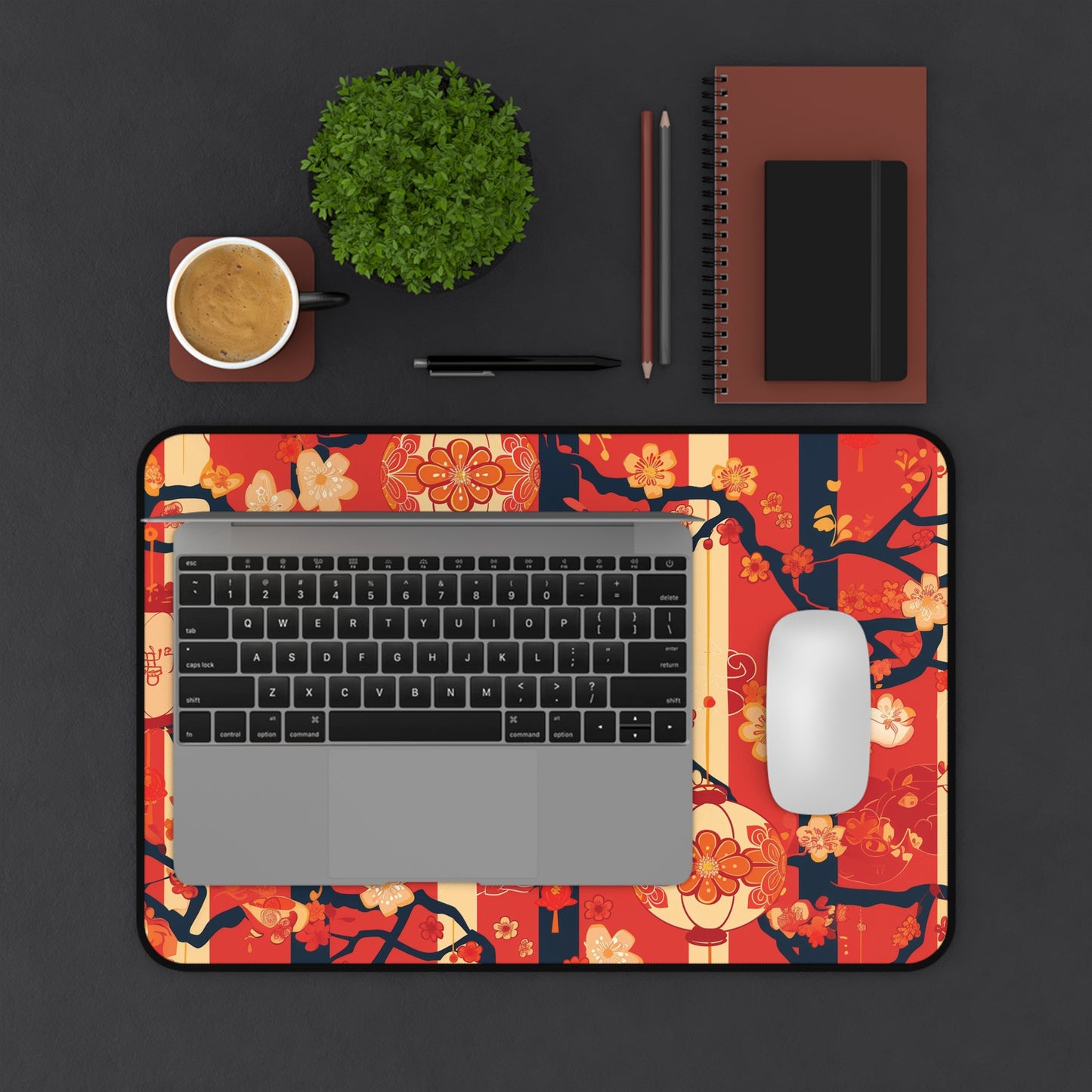 Asian Lantern Floral Mousepad, Gaming Mousepad, Large Mousepad, Keyboard Mouse Mat, Desk Pad for Work Game Home XL 3 Sizes