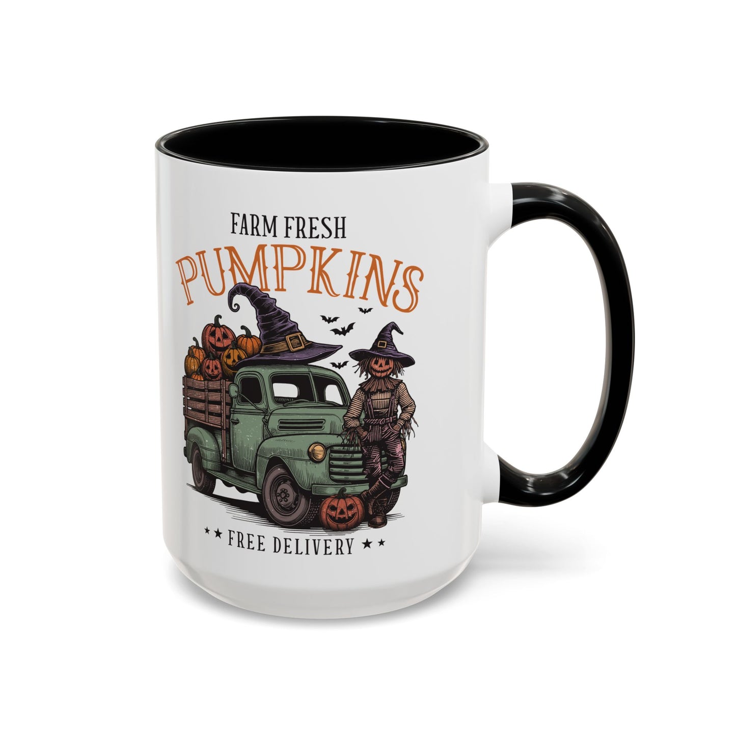 Farm Fresh Pumpkins Mug | Vintage Truck Fall Mug | Halloween Pumpkin Patch Coffee Cup | 11oz and 15oz Ceramic Mug