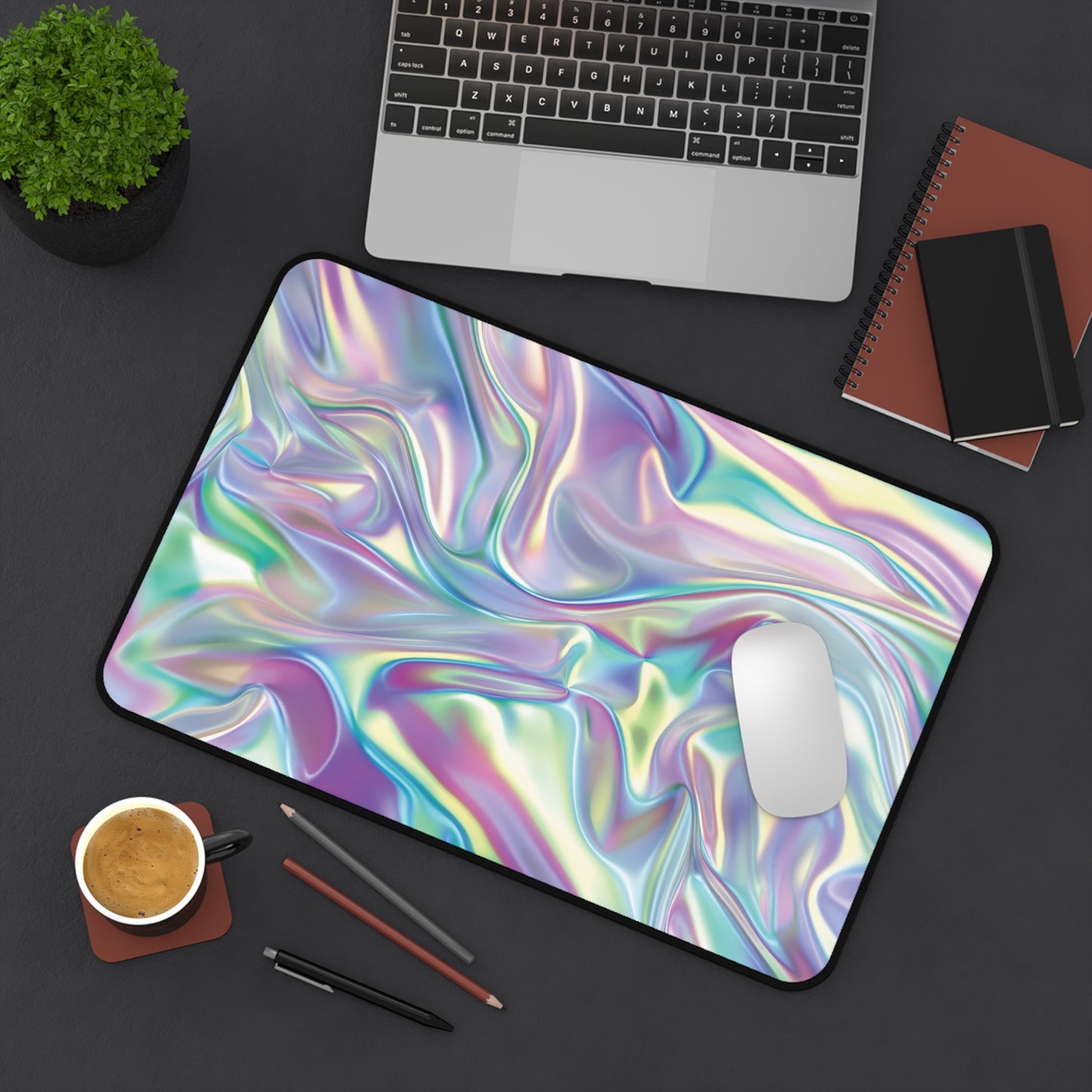 Iridescent Satin Look Desk Mat | Neoprene | Anti-Slip | 3 Sizes