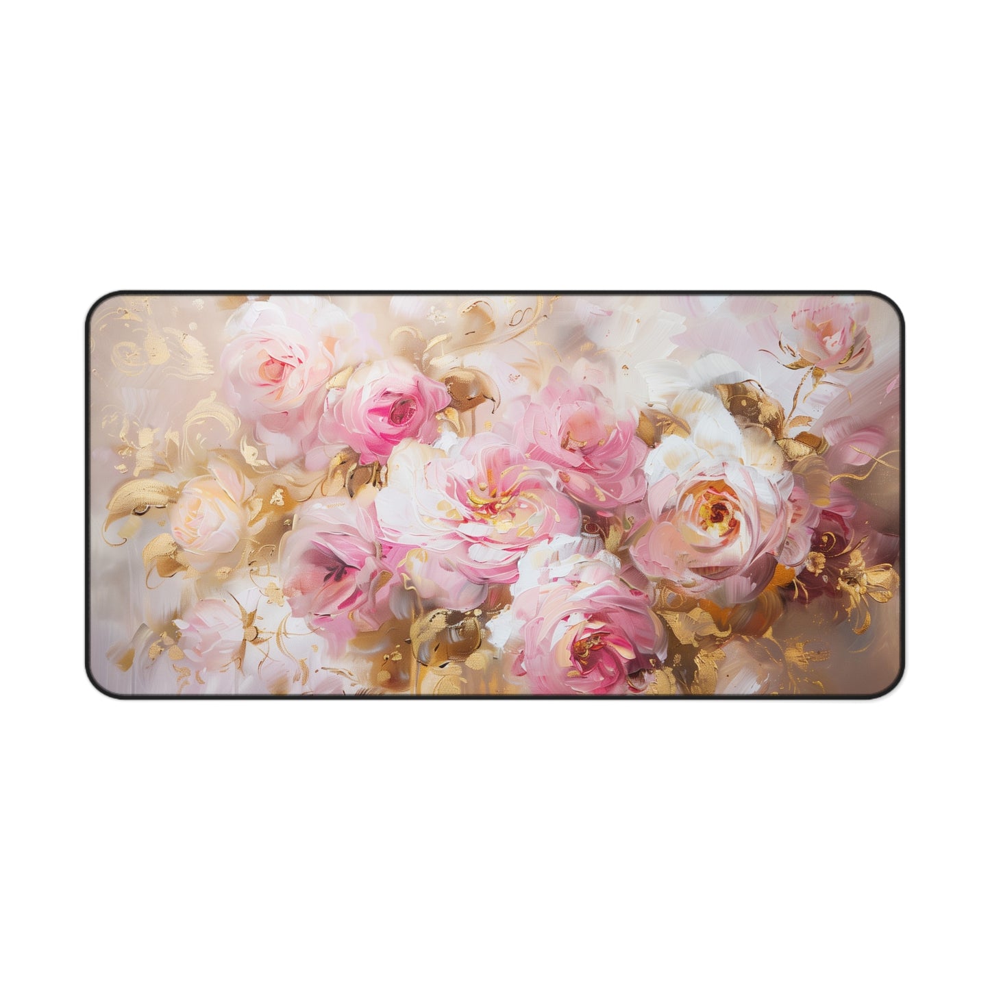 Elegant Floral Computer Desk Mat | Rose Garden Mouse Pad | Anti-Slip Neoprene Desk Mat for Home Office | 3 Sizes Available