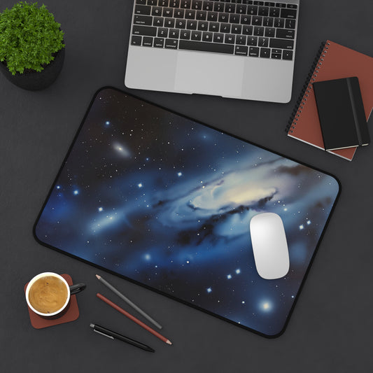 Galactic Spiral Computer Desk Mat | Starry Galaxy Mouse Pad | Anti-Slip Neoprene Desk Mat for Home Office | 3 Sizes Available