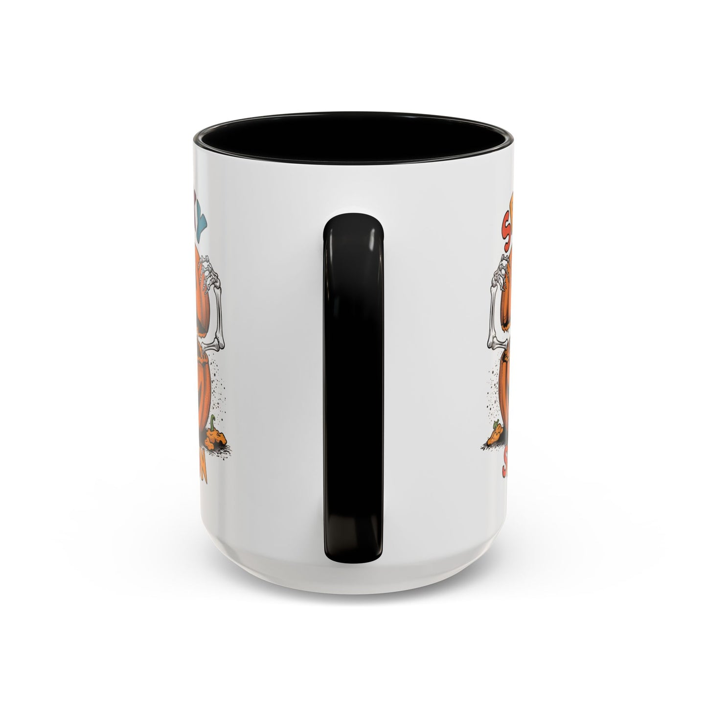 Spooky Season Halloween Mug | 11oz and 15oz Ceramic Coffee Cup | Skeleton in Pumpkin Design