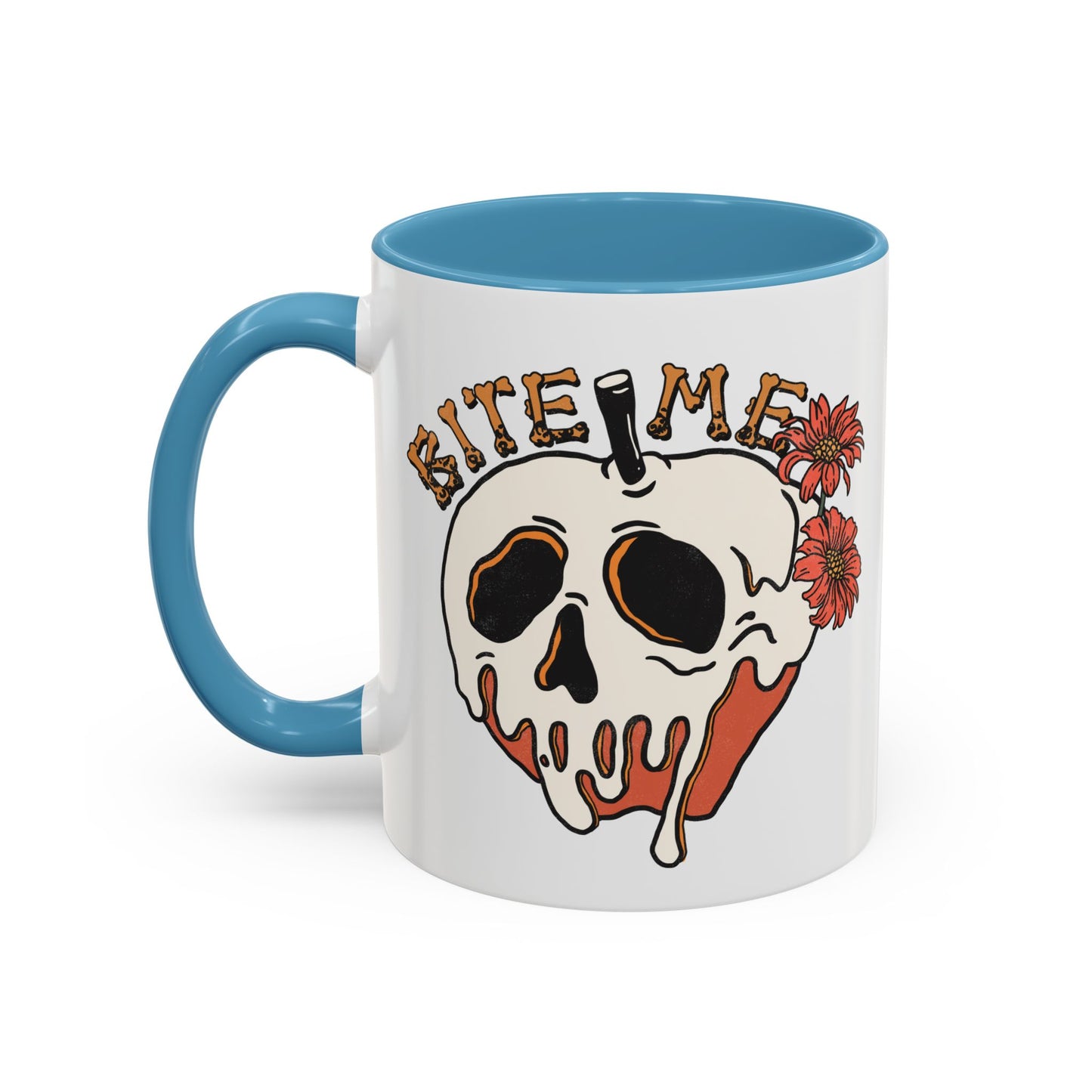 Bite Me Halloween Mug | Poison Apple Skull Design | Spooky Coffee Mug | Fall Drinkware | Gothic Gift Idea