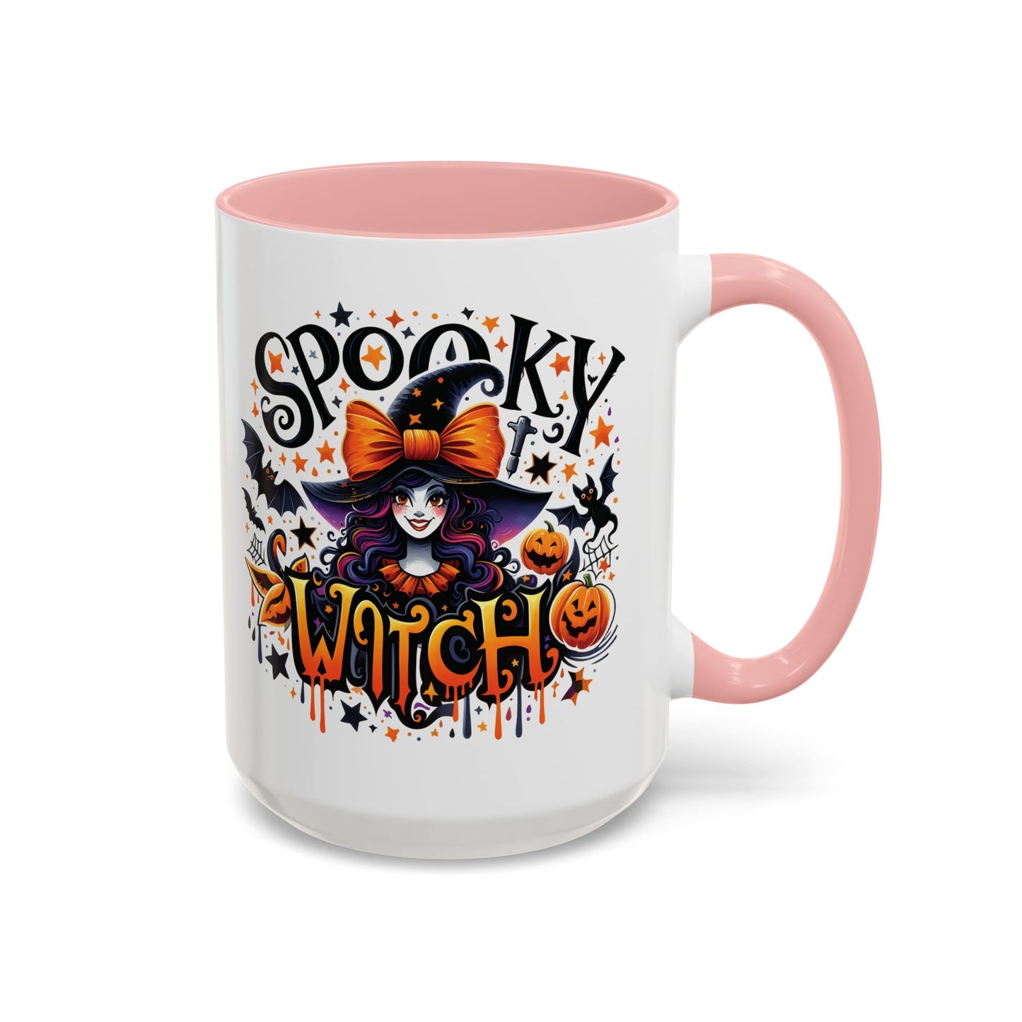 Spooky Witch Halloween Mug | Colorful Witch and Pumpkin Design | 11oz and 15oz Ceramic Coffee Cup