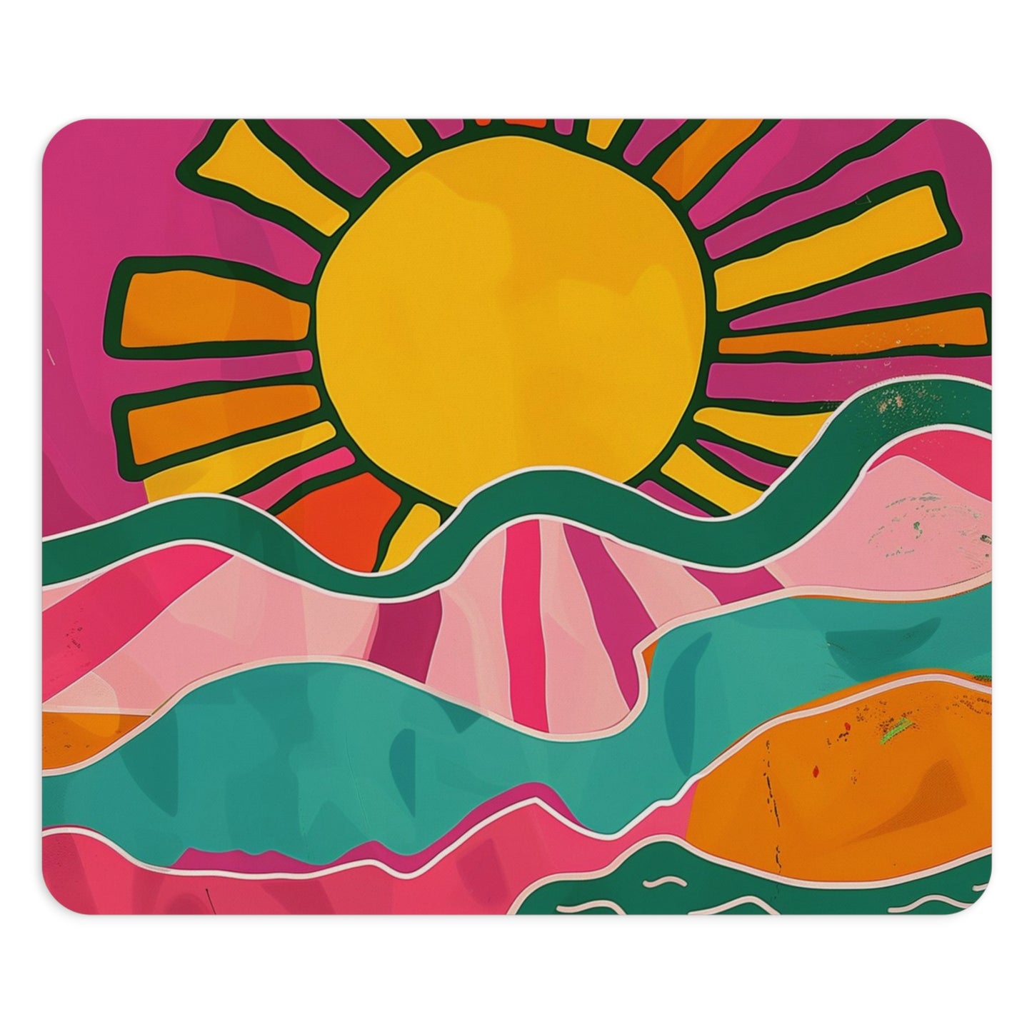 Vibrant Sunrise Design Personalized Mouse Pad - Custom Round or Rectangle Neoprene Mousepad with Non-Slip Rubber Bottom