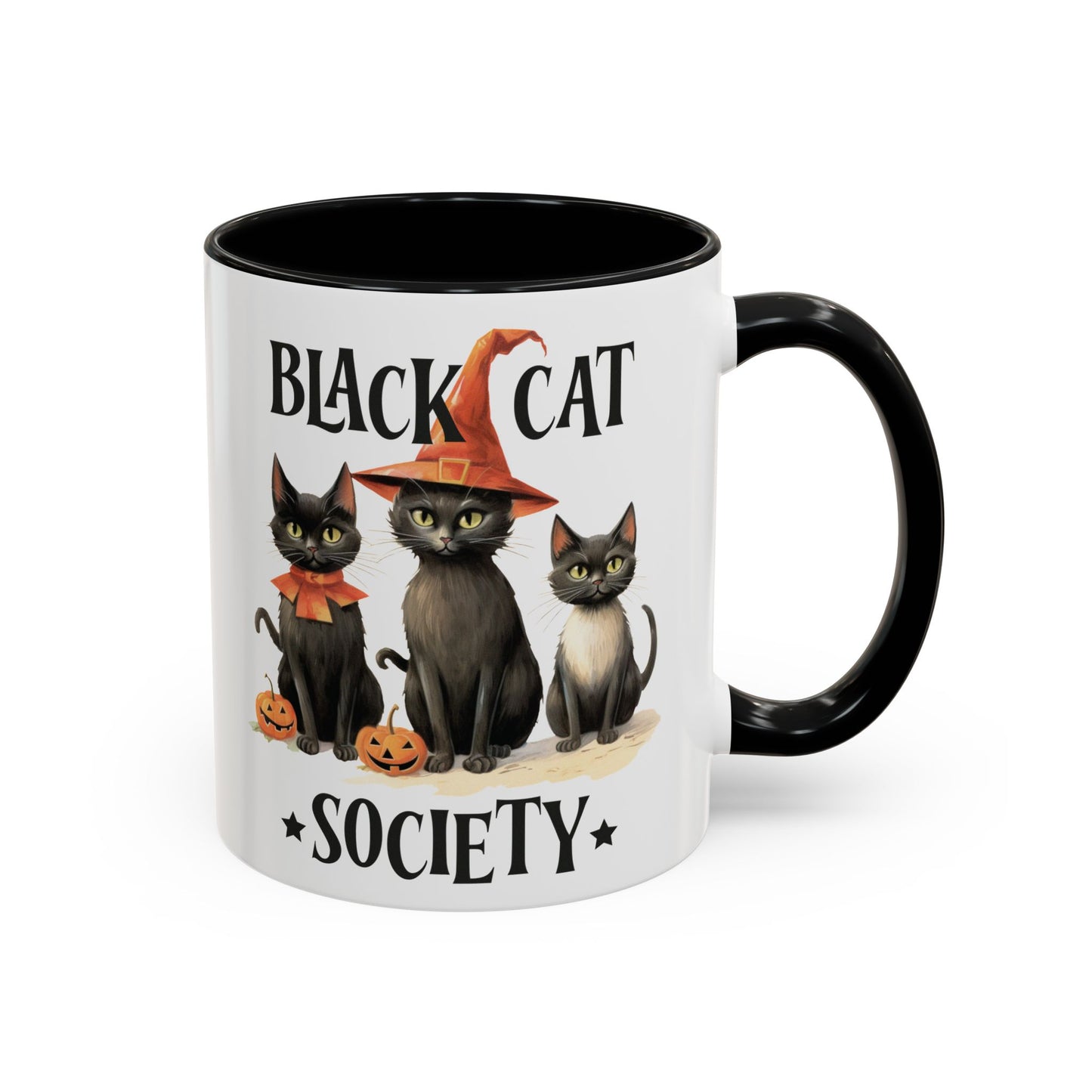 Black Cat Society Halloween Mug | Cute Black Cat Coffee Mug | Halloween Fall Drinkware | Witchy Cat Design