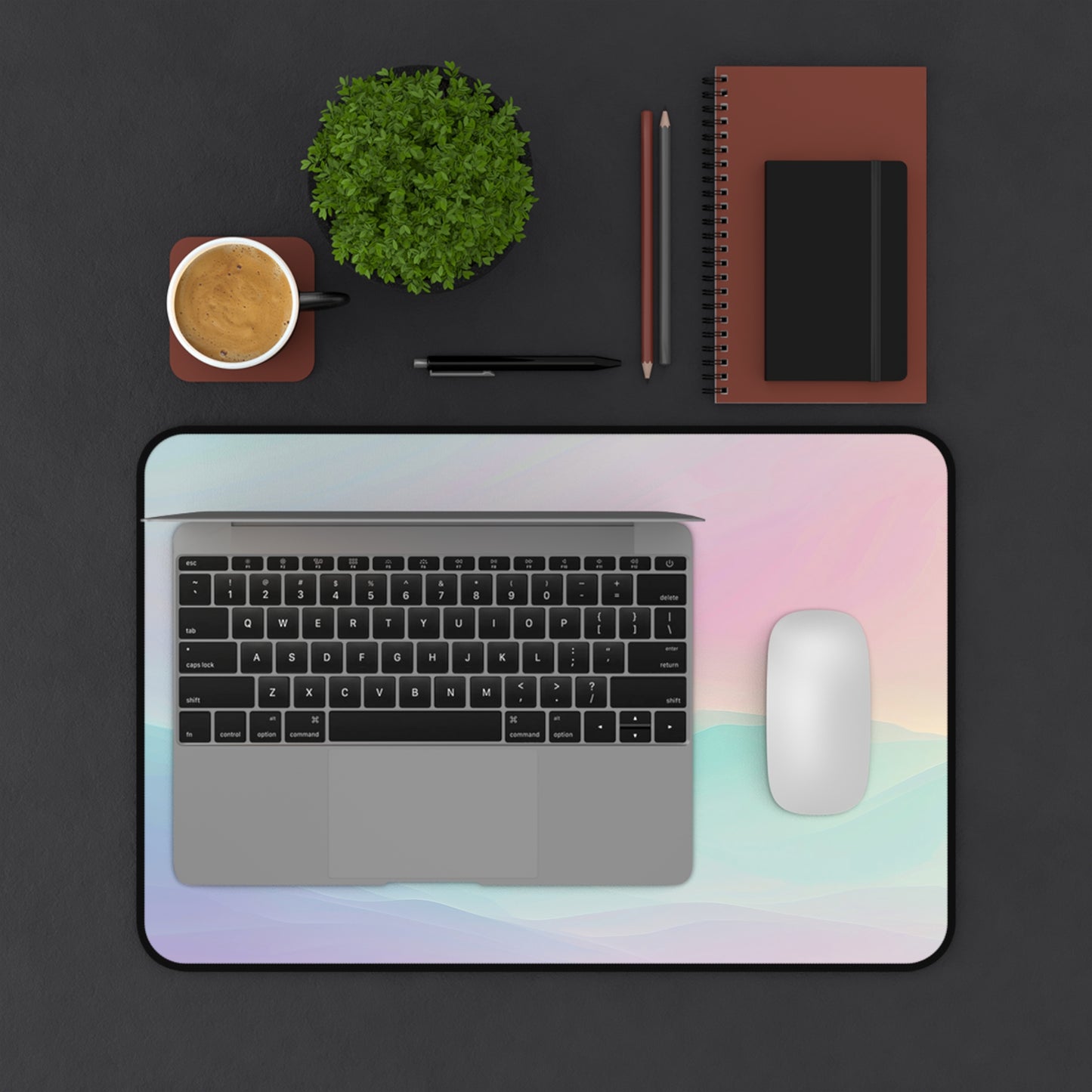 Pastel Dreamscape Computer Desk Mat | Minimalist Mouse Pad | Anti-Slip Neoprene Desk Mat for Home Office | 3 Sizes Available