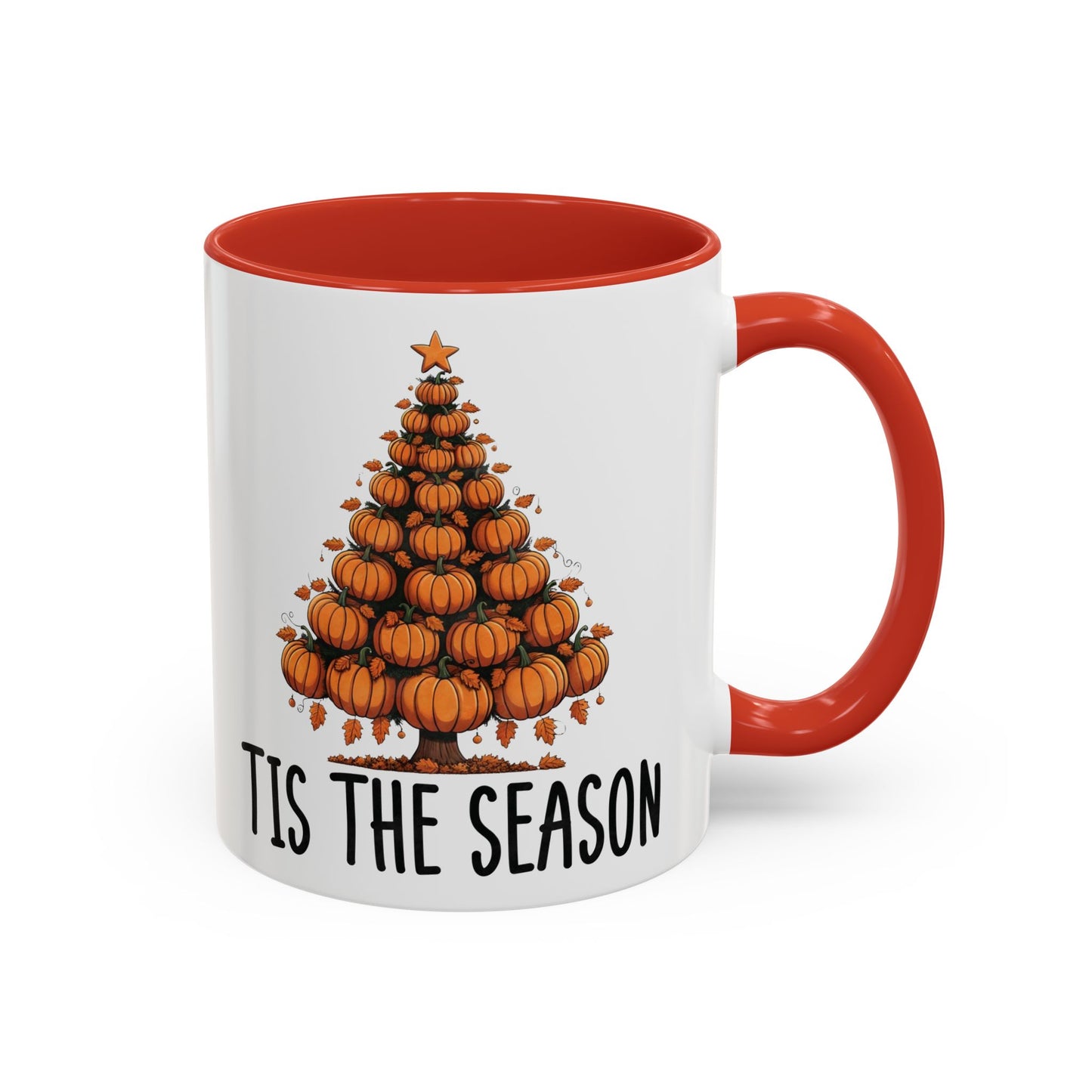 Tis the Season Pumpkin Tree Mug | 11oz and 15oz Ceramic Coffee Cup | Festive Fall & Holiday Design