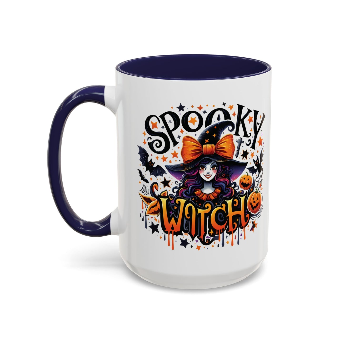 Spooky Witch Halloween Mug | Colorful Witch and Pumpkin Design | 11oz and 15oz Ceramic Coffee Cup